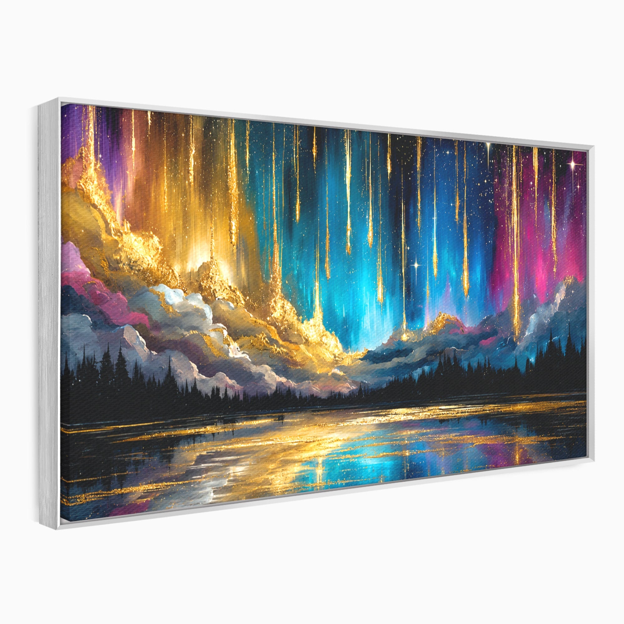 Tablou Canvas Premium LuxCanva® S1031, Aurora Boreala Feerica, Aurora, Peisaj, Cer, Noapte, Magie, Living, Dormitor, Culori Vibrante