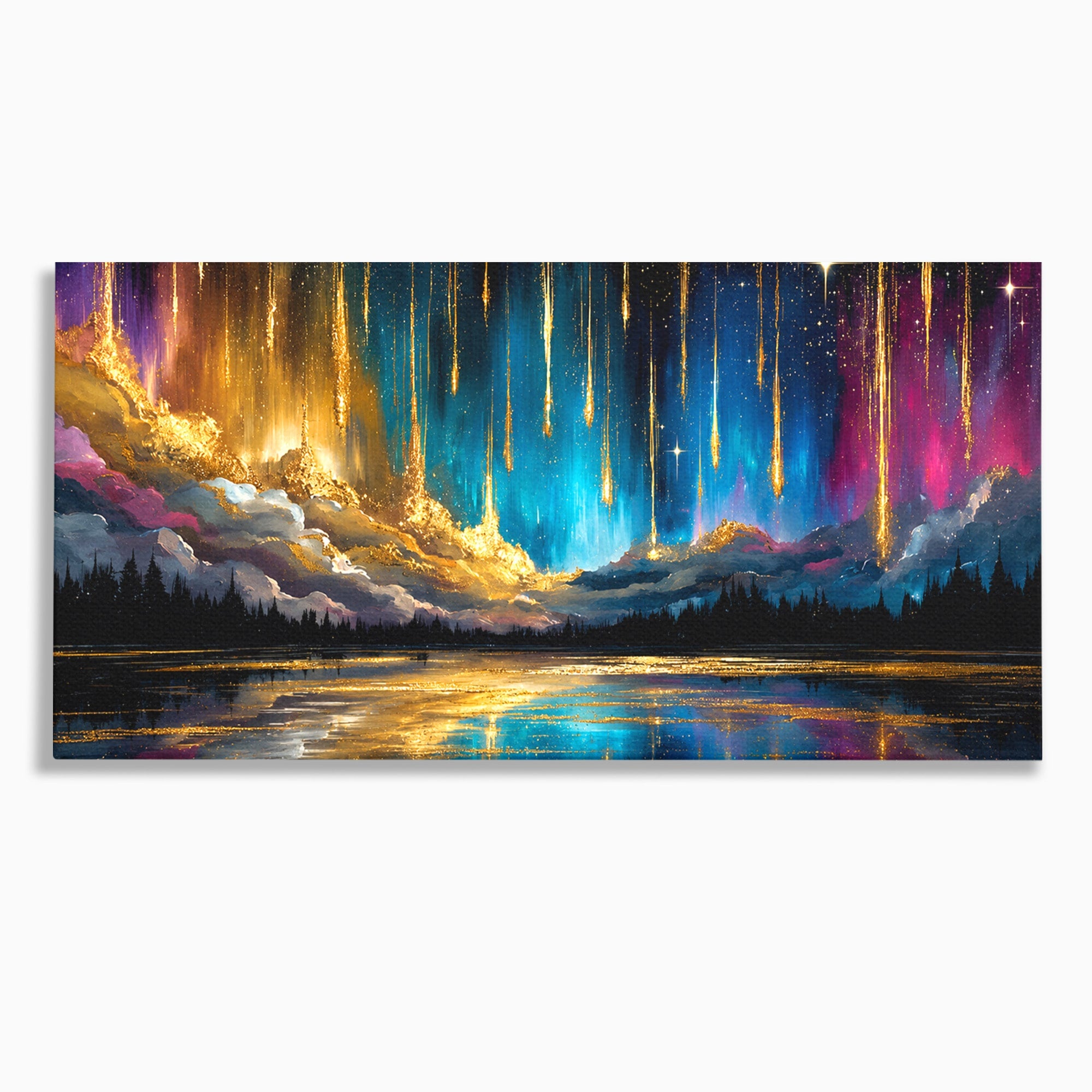 Tablou Canvas Premium LuxCanva® S1031, Aurora Boreala Feerica, Aurora, Peisaj, Cer, Noapte, Magie, Living, Dormitor, Culori Vibrante