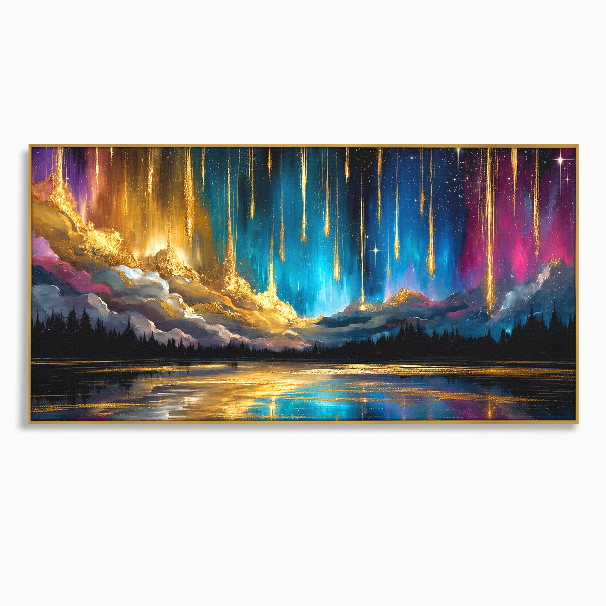 Tablou Canvas Premium LuxCanva® S1031, Aurora Boreala Feerica, Aurora, Peisaj, Cer, Noapte, Magie, Living, Dormitor, Culori Vibrante