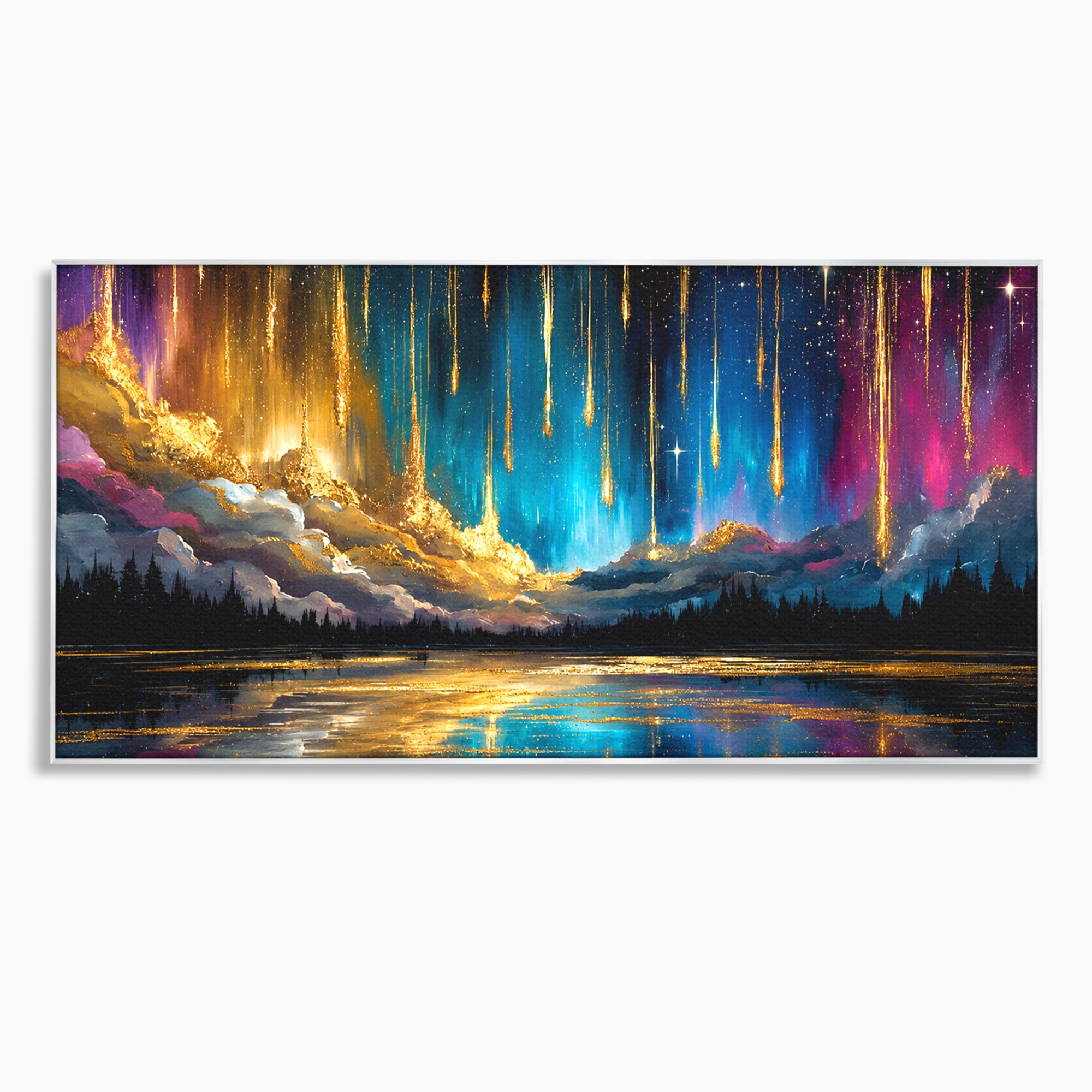 Tablou Canvas Premium LuxCanva® S1031, Aurora Boreala Feerica, Aurora, Peisaj, Cer, Noapte, Magie, Living, Dormitor, Culori Vibrante