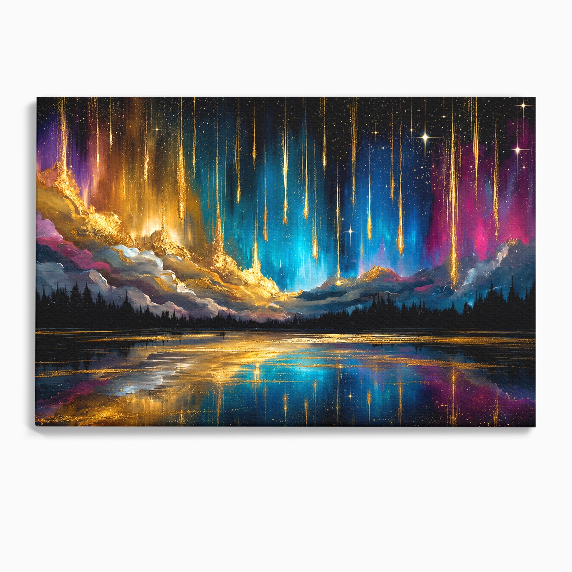 Tablou Canvas Premium LuxCanva® S1031, Aurora Boreala Feerica, Aurora, Peisaj, Cer, Noapte, Magie, Living, Dormitor, Culori Vibrante