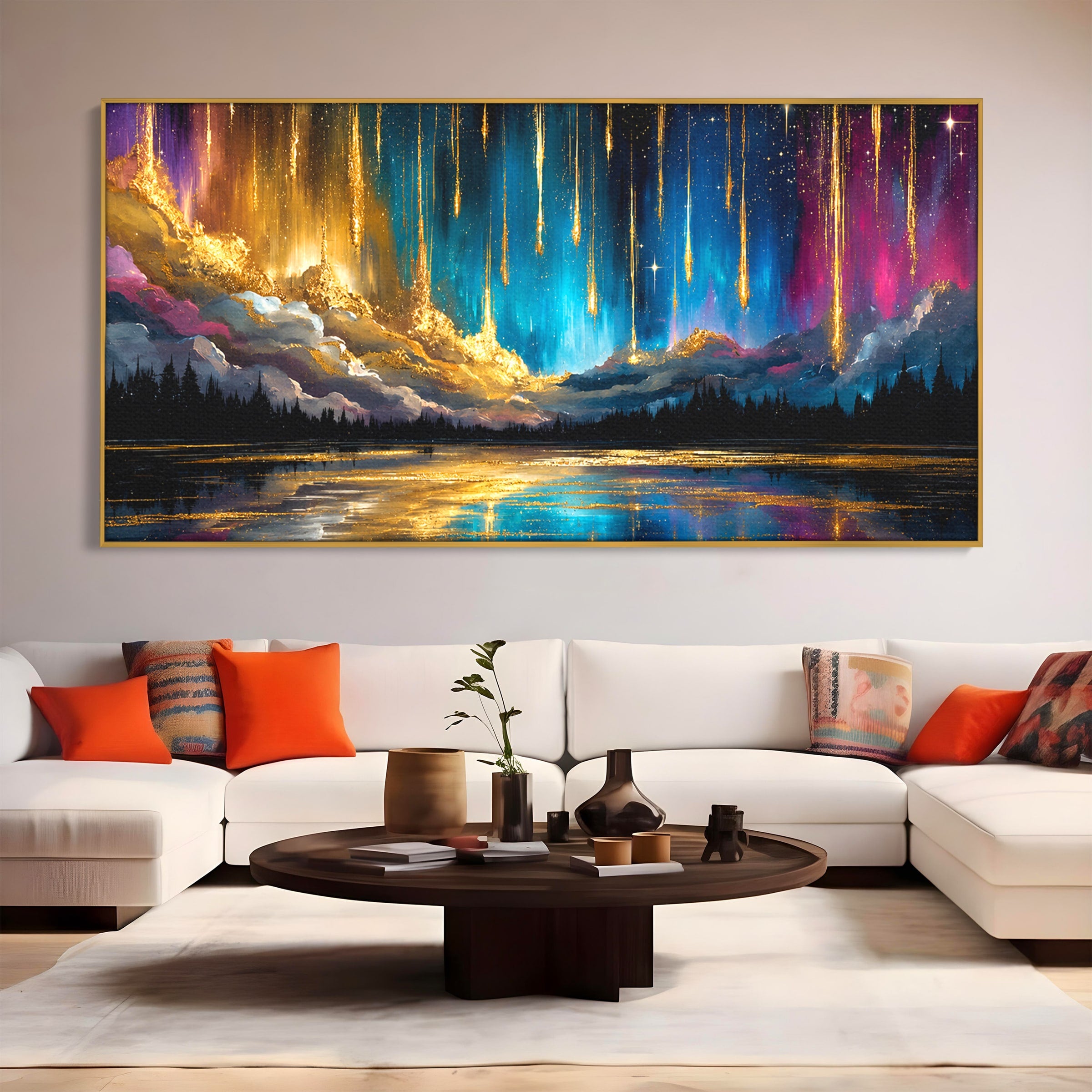 Tablou Canvas Premium LuxCanva® S1031, Aurora Boreala Feerica, Aurora, Peisaj, Cer, Noapte, Magie, Living, Dormitor, Culori Vibrante