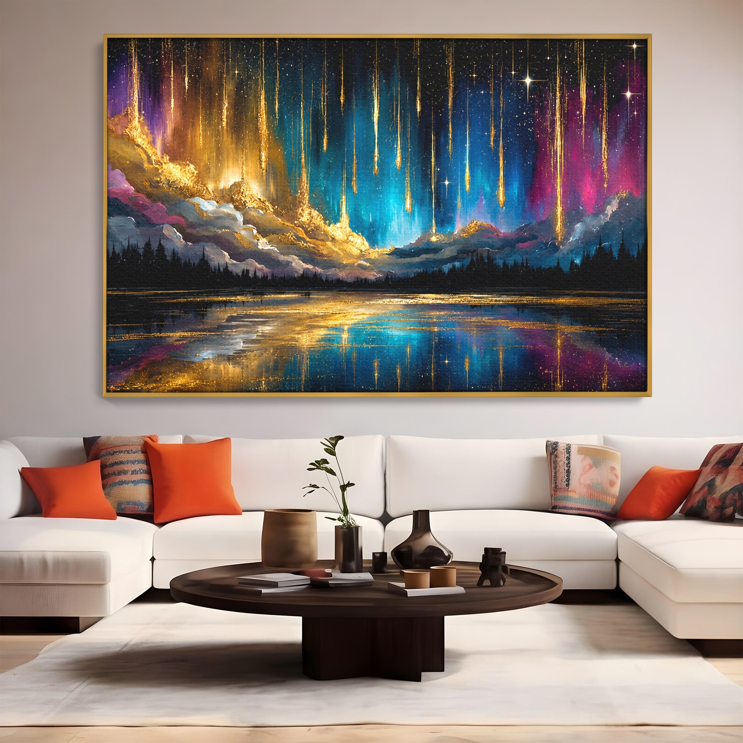 Tablou Canvas Premium LuxCanva® S1031, Aurora Boreala Feerica, Aurora, Peisaj, Cer, Noapte, Magie, Living, Dormitor, Culori Vibrante