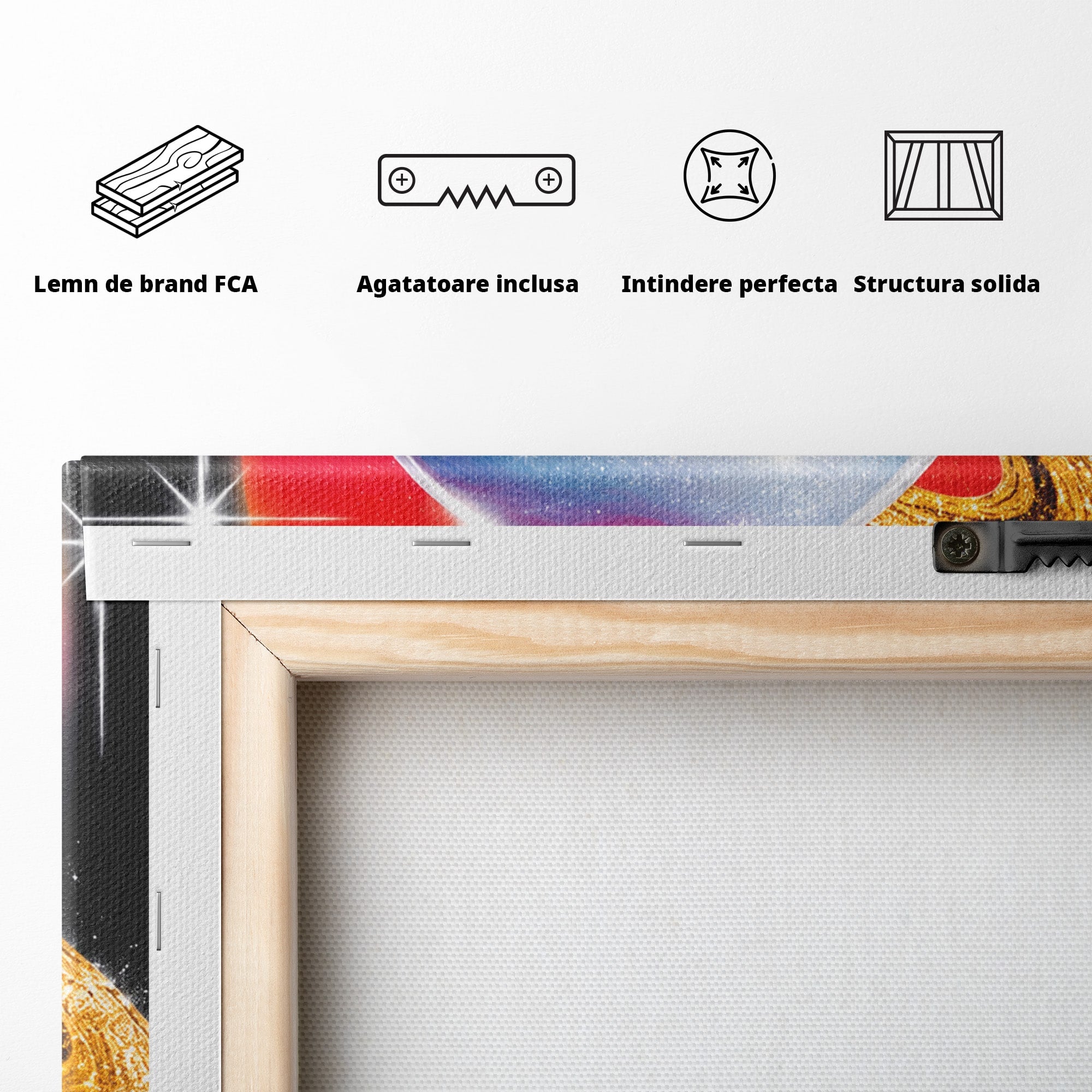 Tablou Canvas Premium LuxCanva® S1032, Planeta Curcubeu, Planeta, Spatiu, Culori, Fantezie, Dormitor, Culori Vibrante