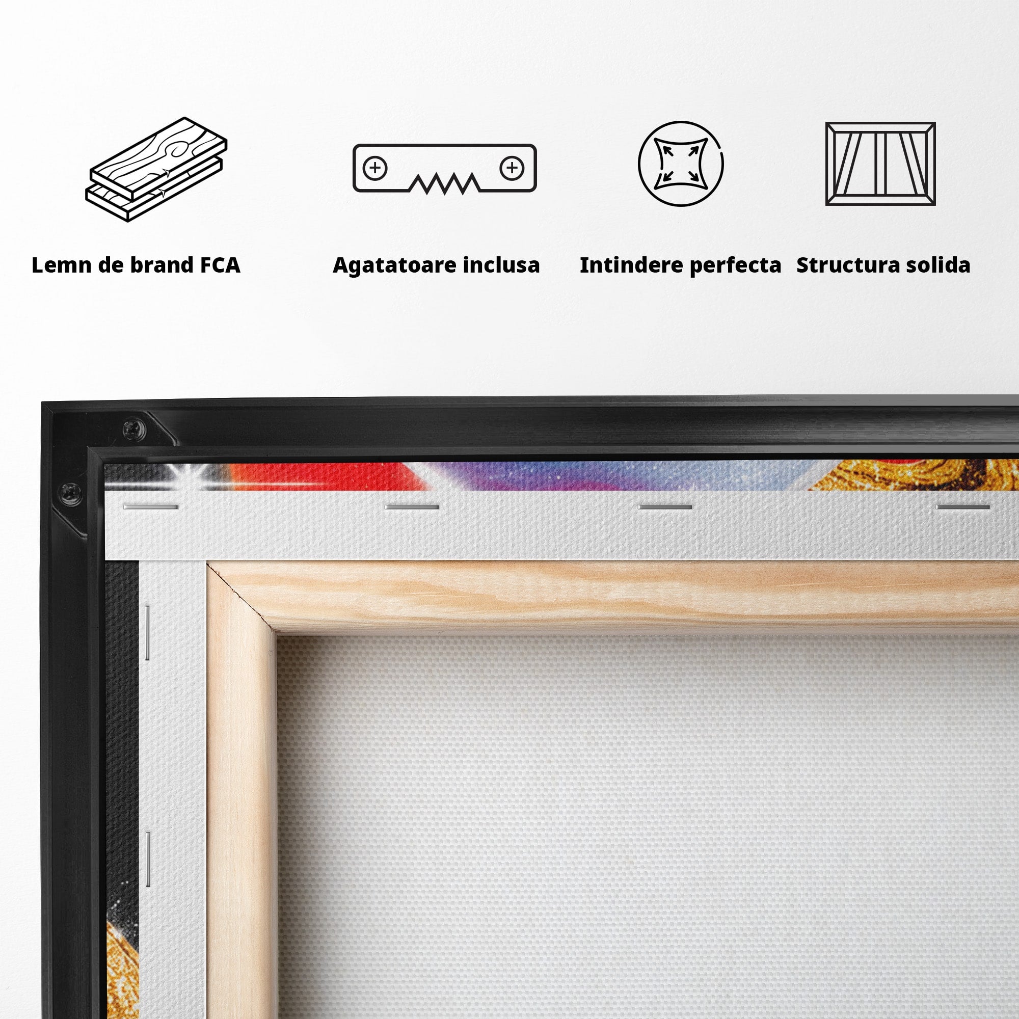 Tablou Canvas Premium LuxCanva® S1032, Planeta Curcubeu, Planeta, Spatiu, Culori, Fantezie, Dormitor, Culori Vibrante