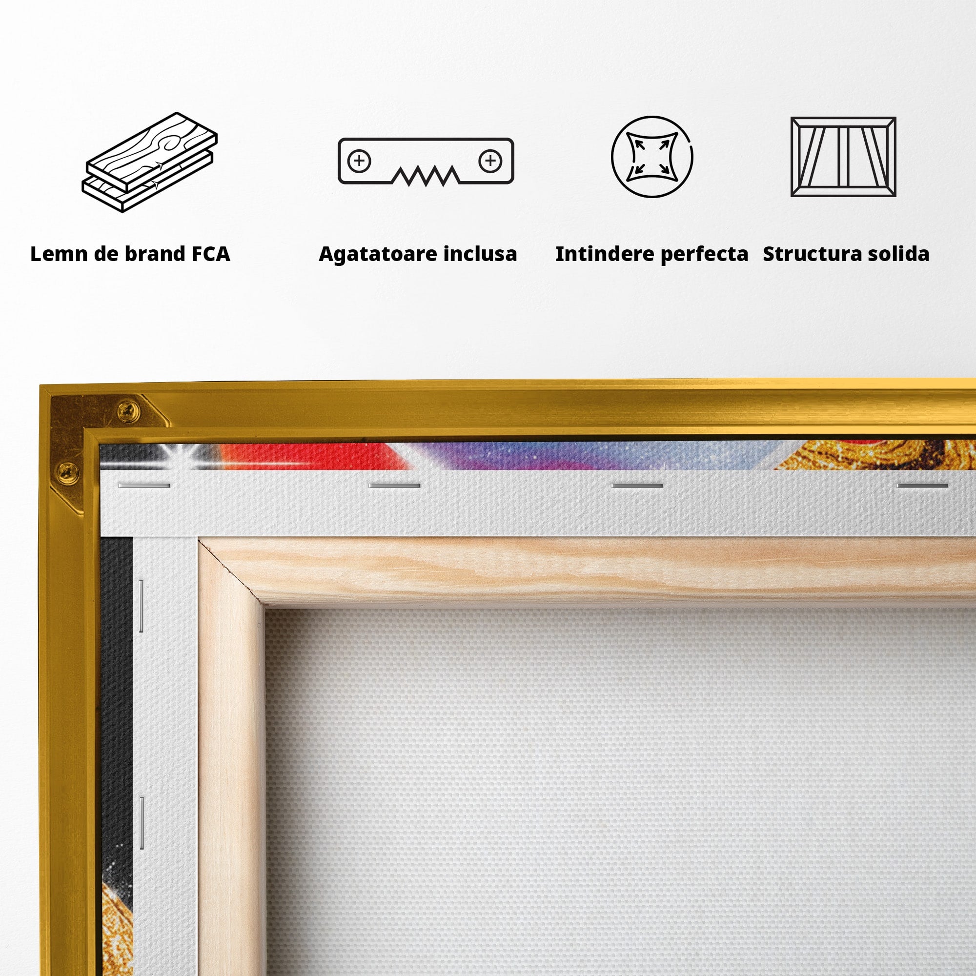 Tablou Canvas Premium LuxCanva® S1032, Planeta Curcubeu, Planeta, Spatiu, Culori, Fantezie, Dormitor, Culori Vibrante