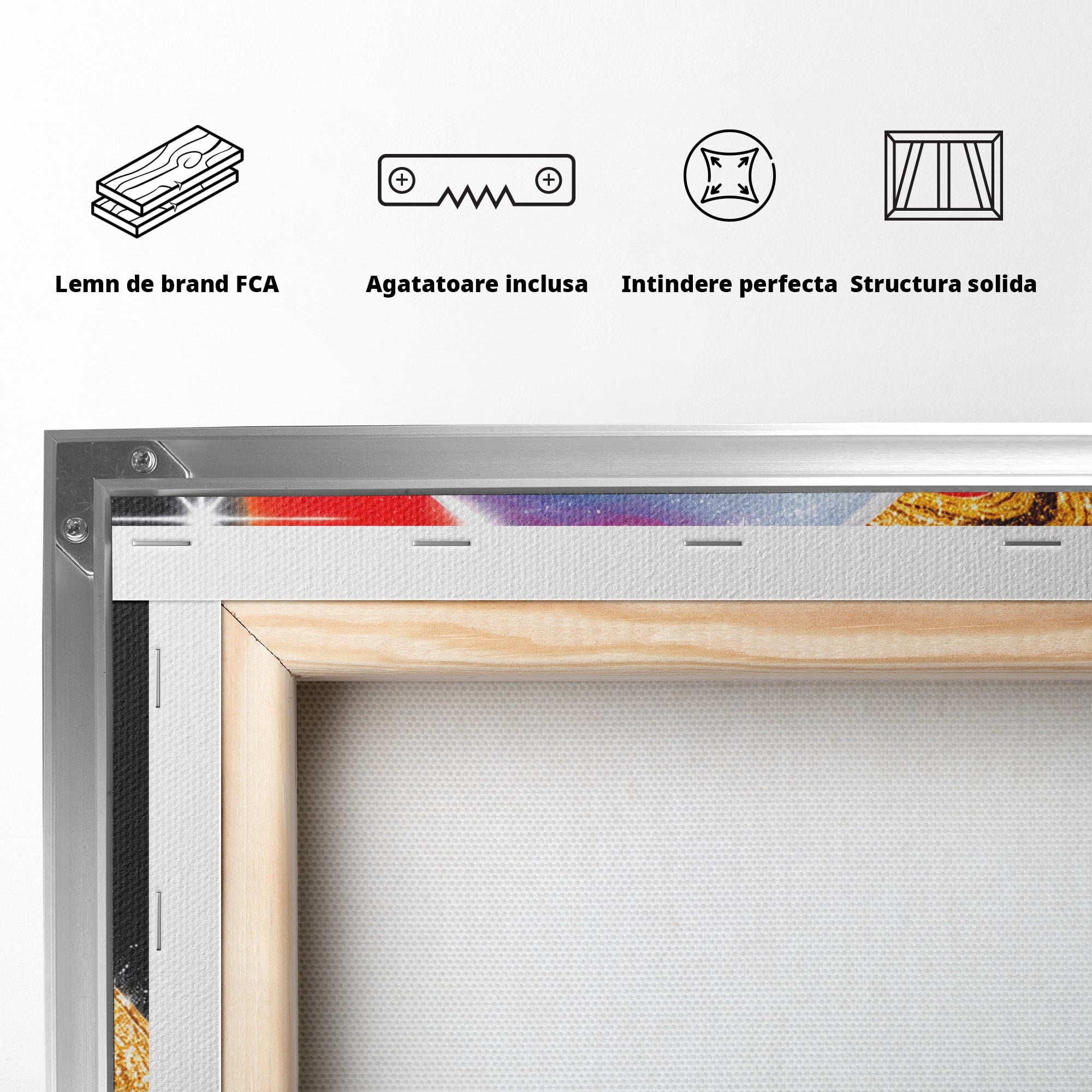 Tablou Canvas Premium LuxCanva® S1032, Planeta Curcubeu, Planeta, Spatiu, Culori, Fantezie, Dormitor, Culori Vibrante