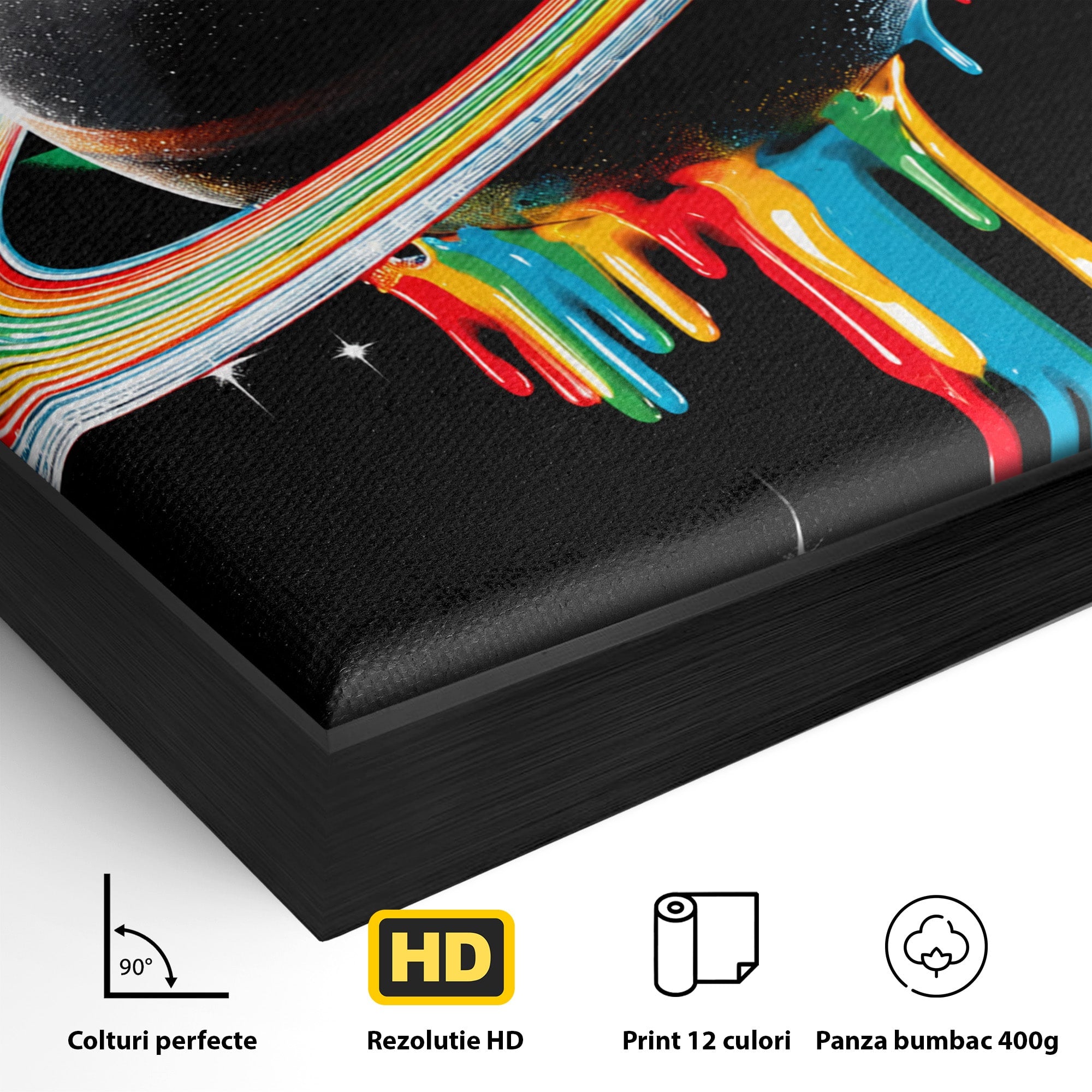 Tablou Canvas Premium LuxCanva® S1033, Saturn Curcubeu, Planeta, Abstract, Spatiu, Univers, Dormitor, Culori Vibrante