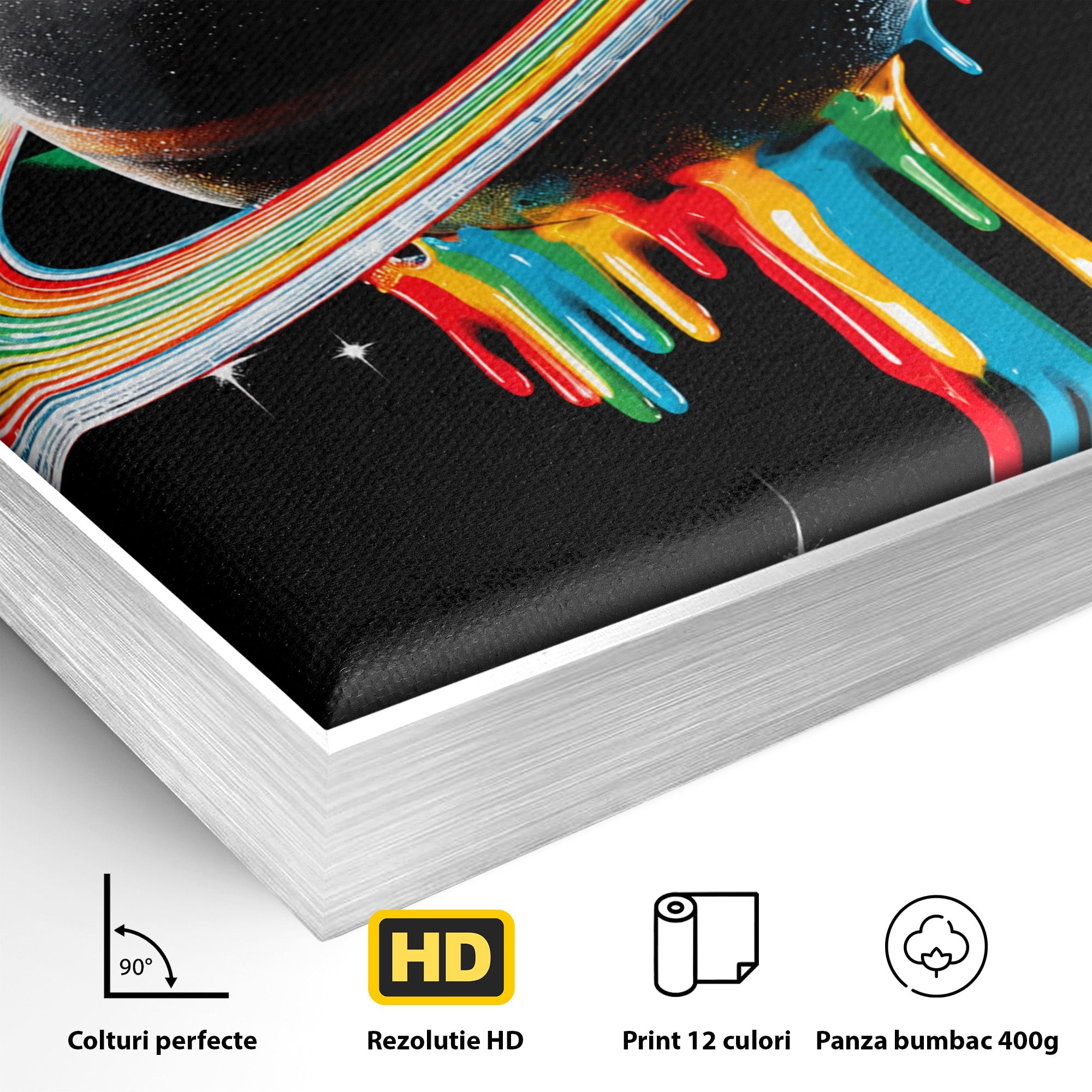 Tablou Canvas Premium LuxCanva® S1033, Saturn Curcubeu, Planeta, Abstract, Spatiu, Univers, Dormitor, Culori Vibrante