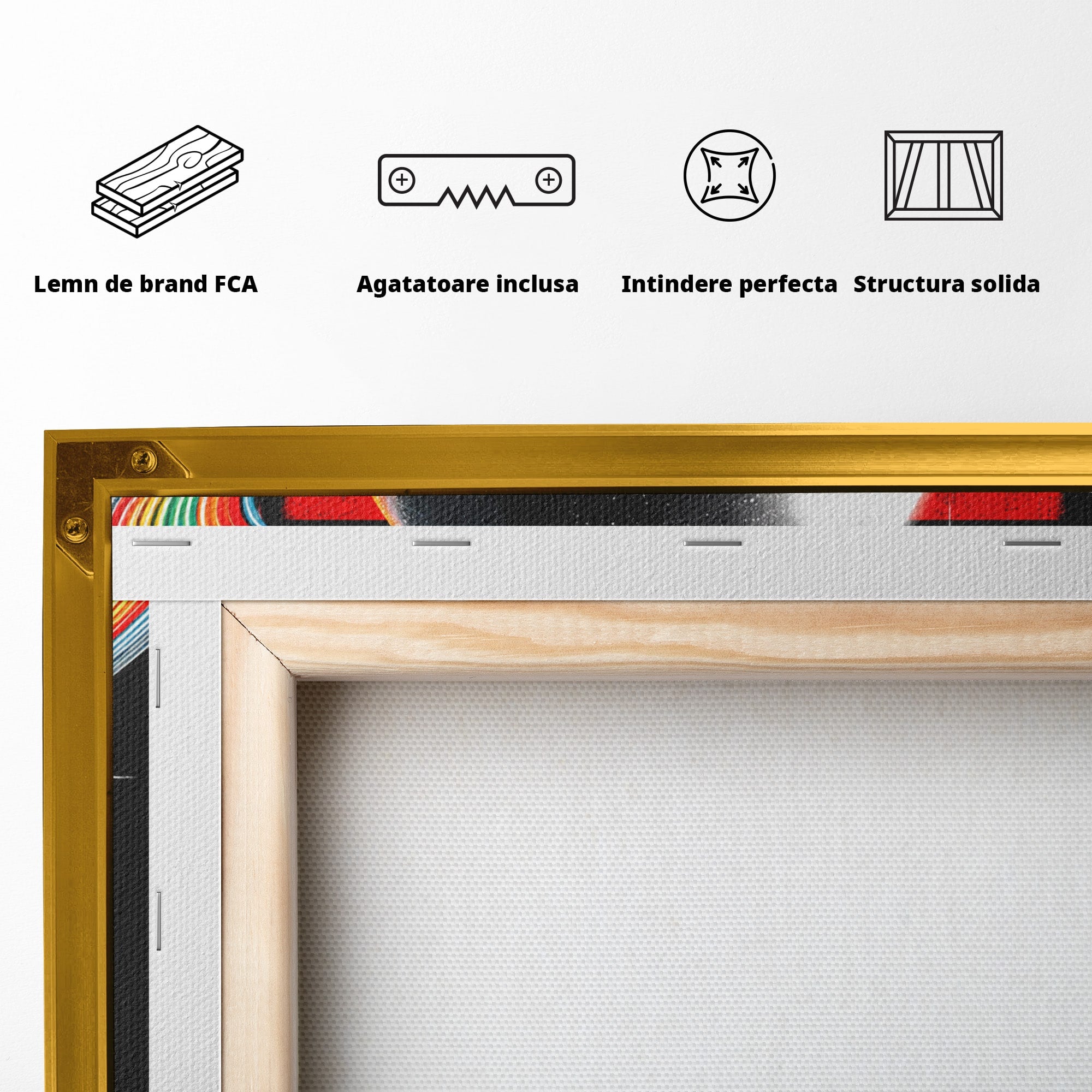Tablou Canvas Premium LuxCanva® S1033, Saturn Curcubeu, Planeta, Abstract, Spatiu, Univers, Dormitor, Culori Vibrante