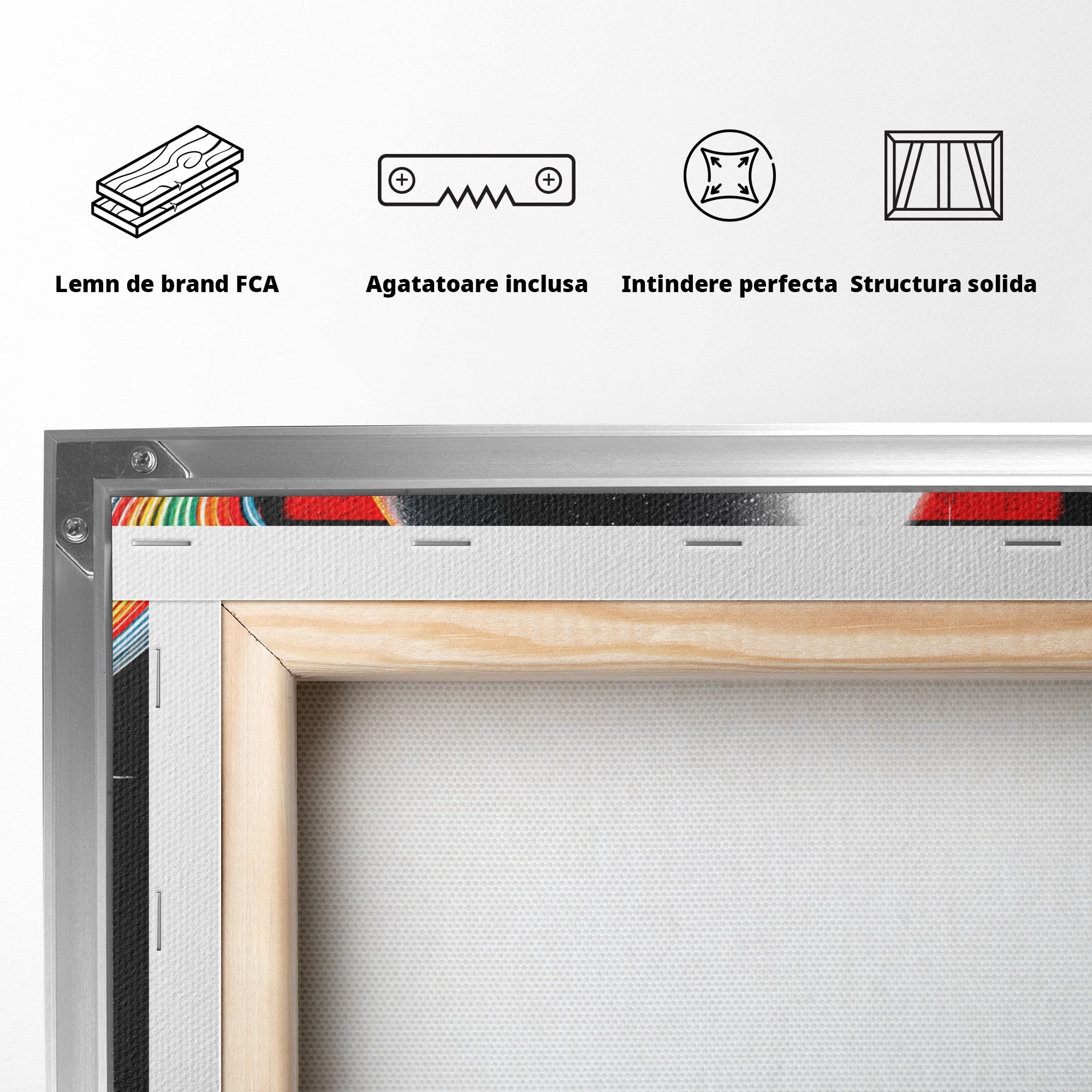 Tablou Canvas Premium LuxCanva® S1033, Saturn Curcubeu, Planeta, Abstract, Spatiu, Univers, Dormitor, Culori Vibrante
