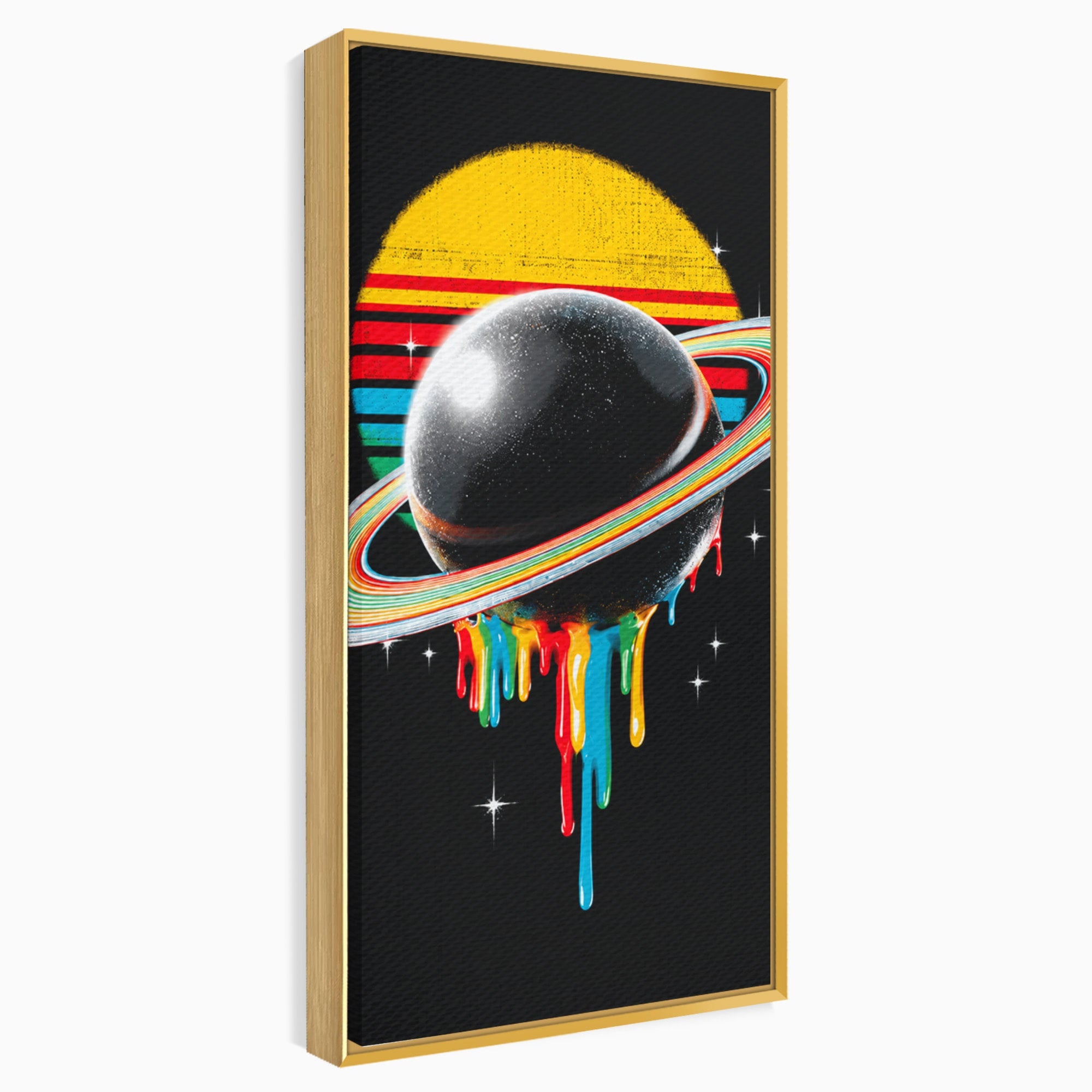 Tablou Canvas Premium LuxCanva® S1033, Saturn Curcubeu, Planeta, Abstract, Spatiu, Univers, Dormitor, Culori Vibrante