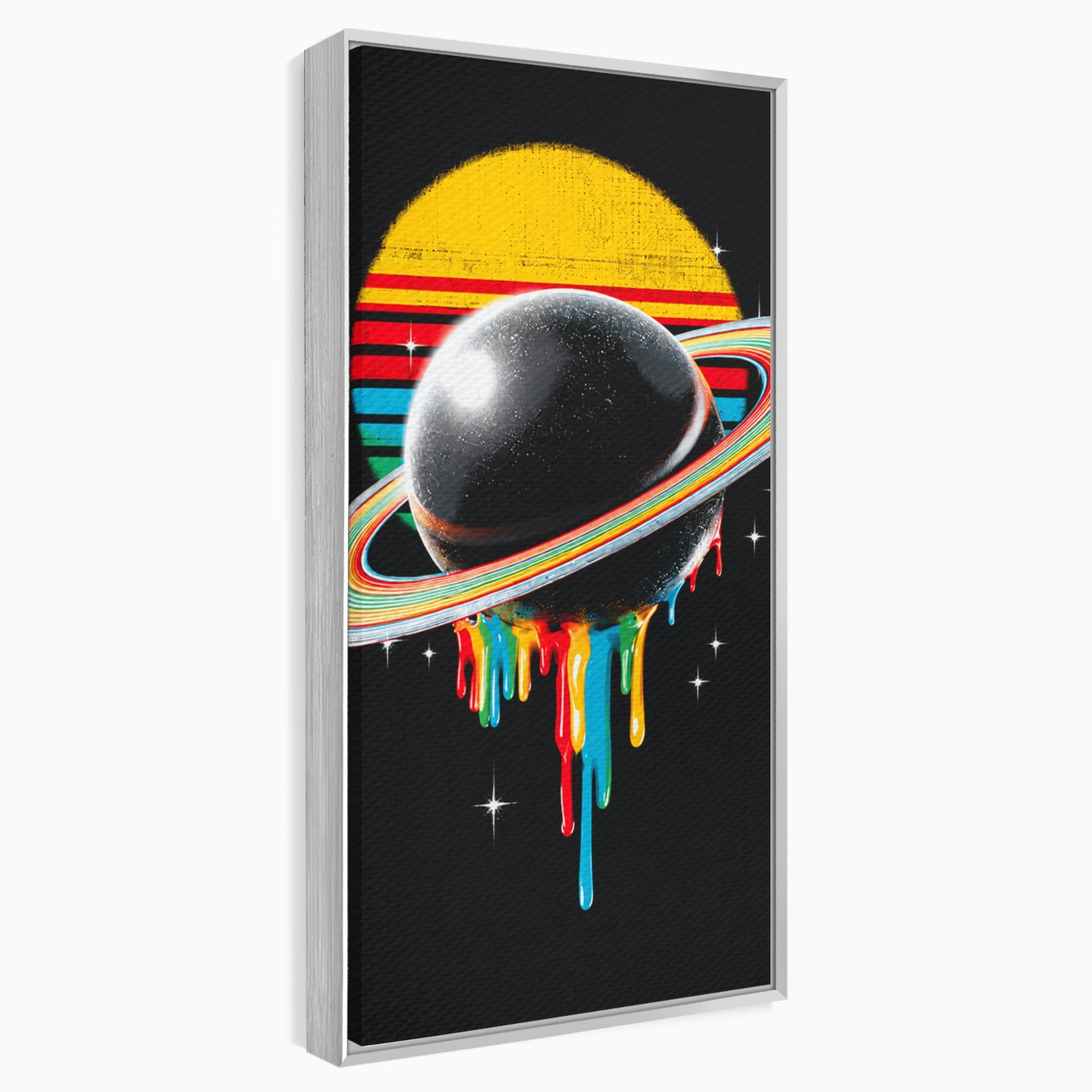 Tablou Canvas Premium LuxCanva® S1033, Saturn Curcubeu, Planeta, Abstract, Spatiu, Univers, Dormitor, Culori Vibrante