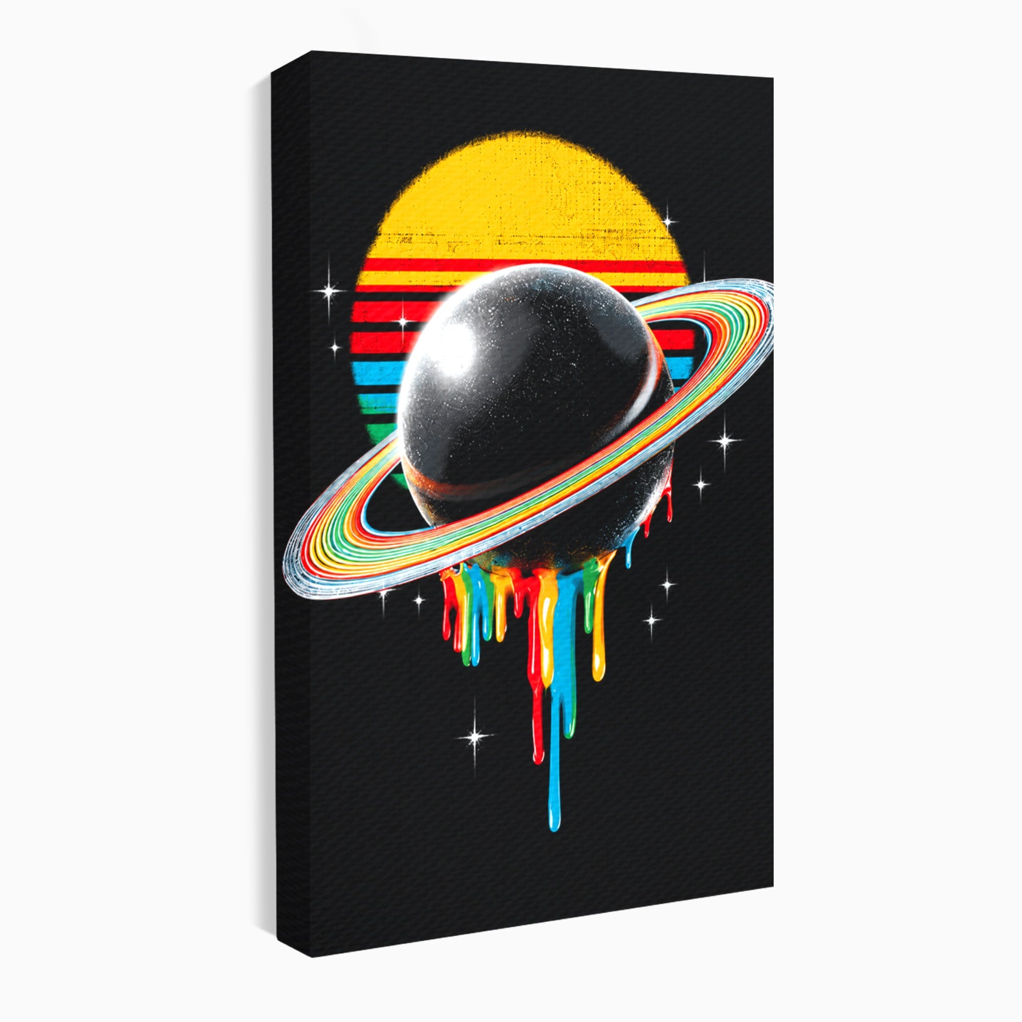 Tablou Canvas Premium LuxCanva® S1033, Saturn Curcubeu, Planeta, Abstract, Spatiu, Univers, Dormitor, Culori Vibrante