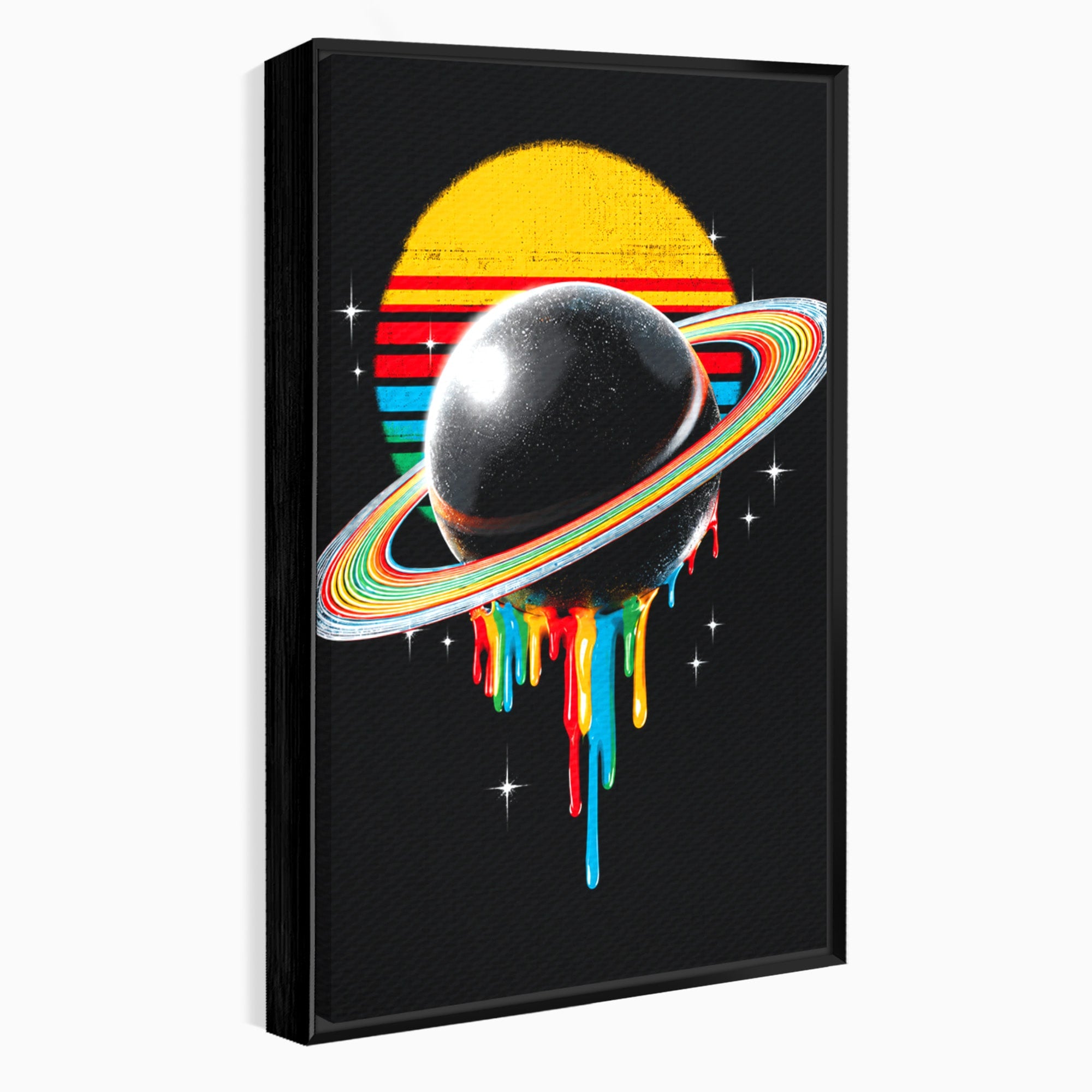 Tablou Canvas Premium LuxCanva® S1033, Saturn Curcubeu, Planeta, Abstract, Spatiu, Univers, Dormitor, Culori Vibrante