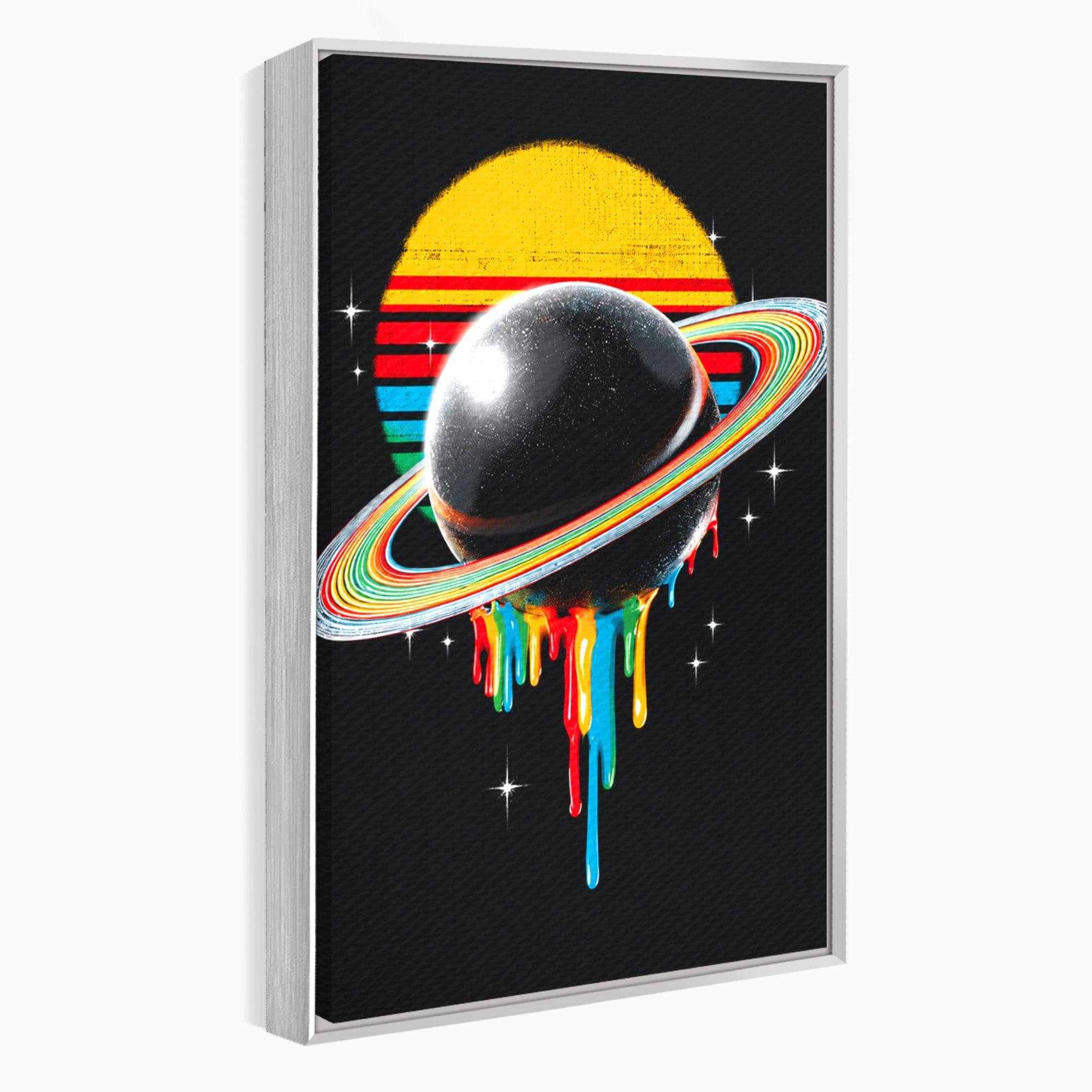 Tablou Canvas Premium LuxCanva® S1033, Saturn Curcubeu, Planeta, Abstract, Spatiu, Univers, Dormitor, Culori Vibrante