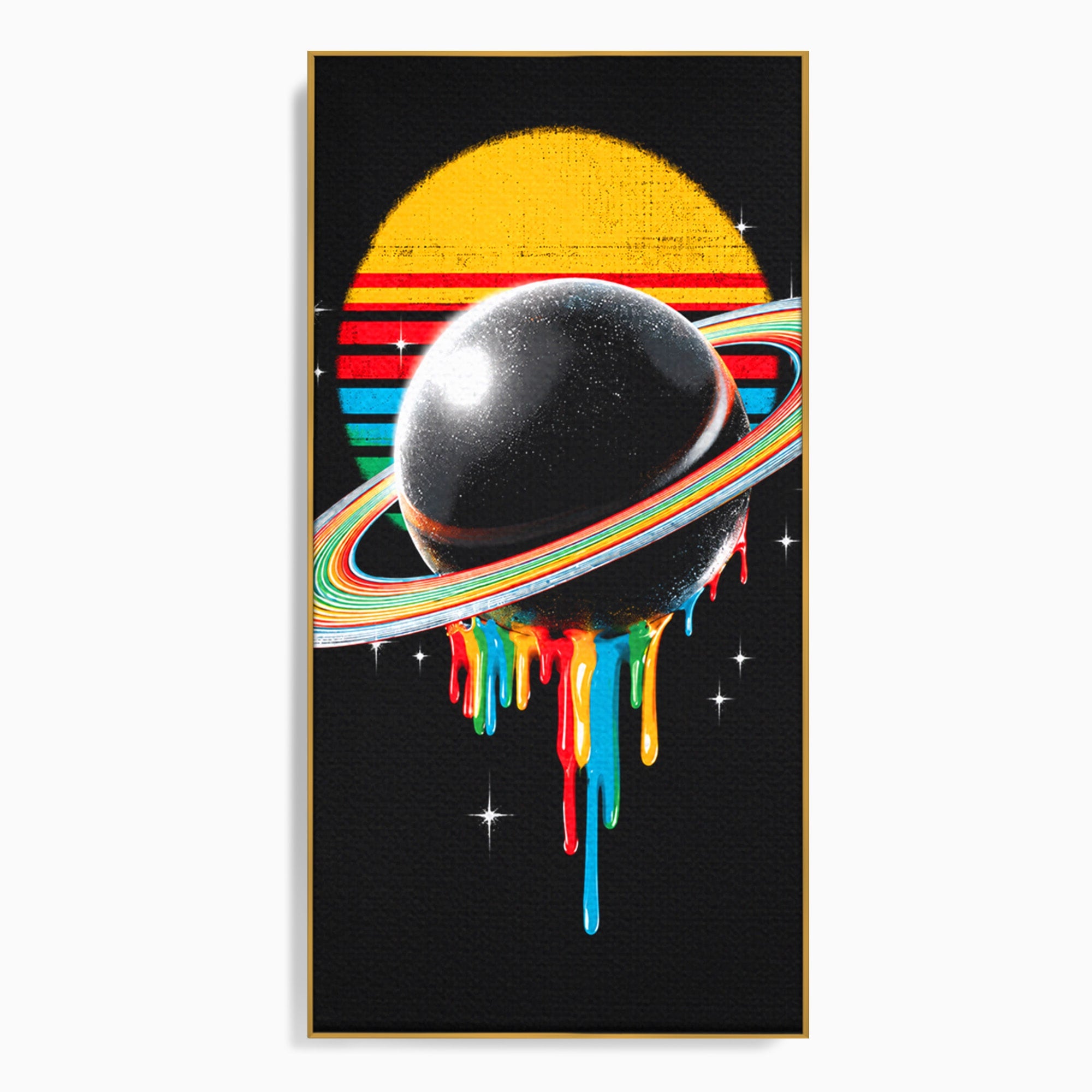 Tablou Canvas Premium LuxCanva® S1033, Saturn Curcubeu, Planeta, Abstract, Spatiu, Univers, Dormitor, Culori Vibrante