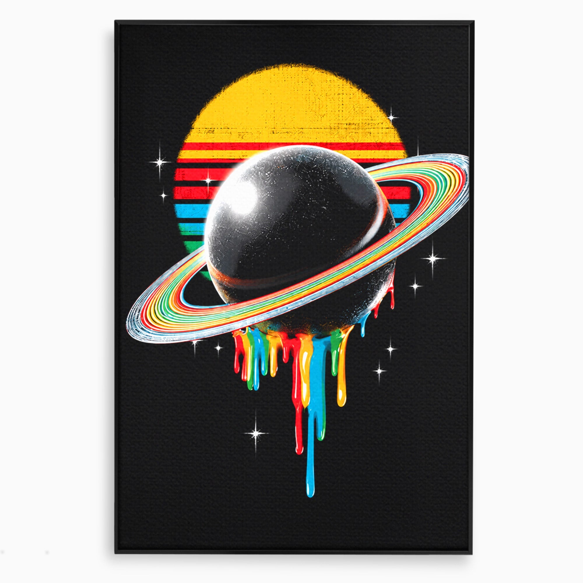 Tablou Canvas Premium LuxCanva® S1033, Saturn Curcubeu, Planeta, Abstract, Spatiu, Univers, Dormitor, Culori Vibrante