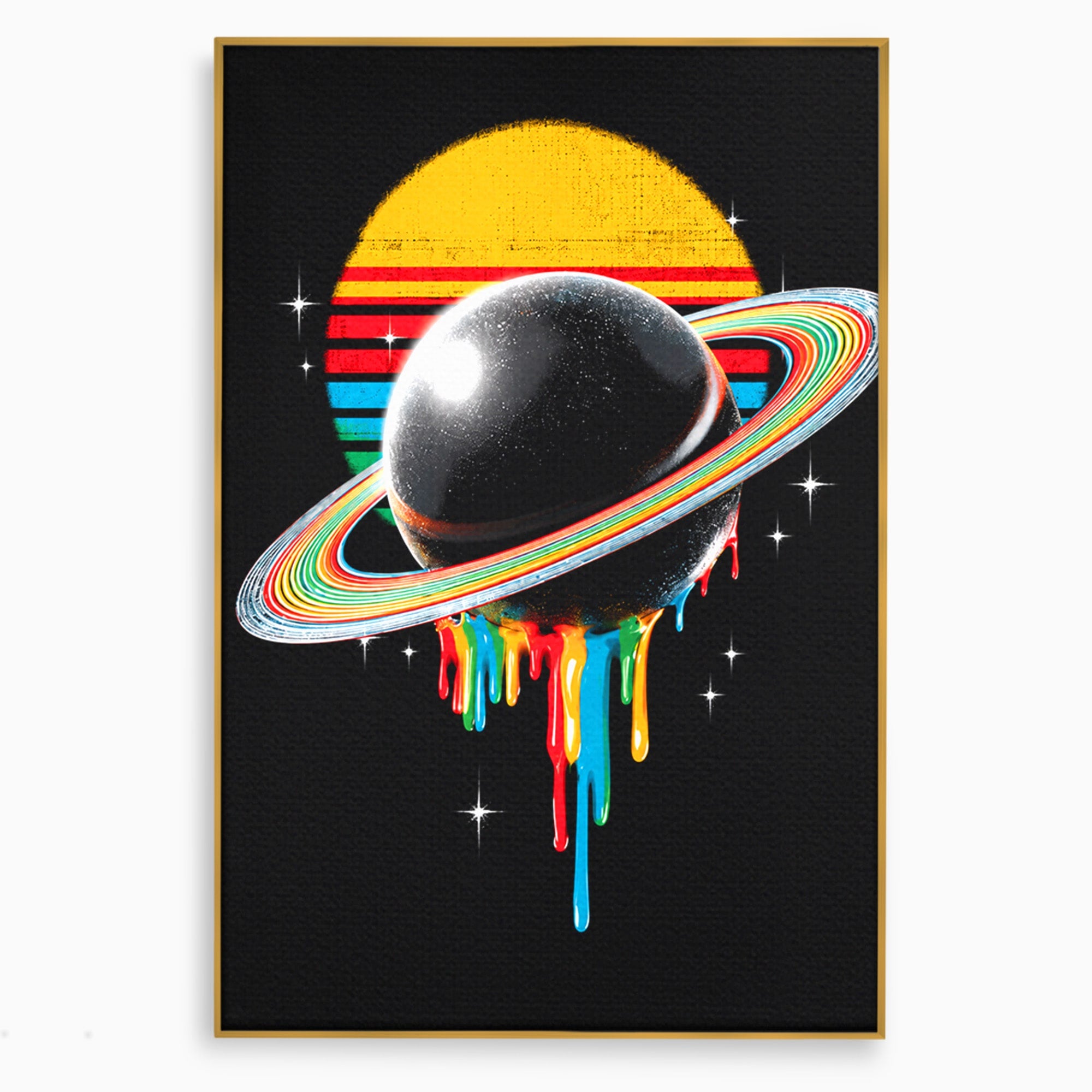 Tablou Canvas Premium LuxCanva® S1033, Saturn Curcubeu, Planeta, Abstract, Spatiu, Univers, Dormitor, Culori Vibrante