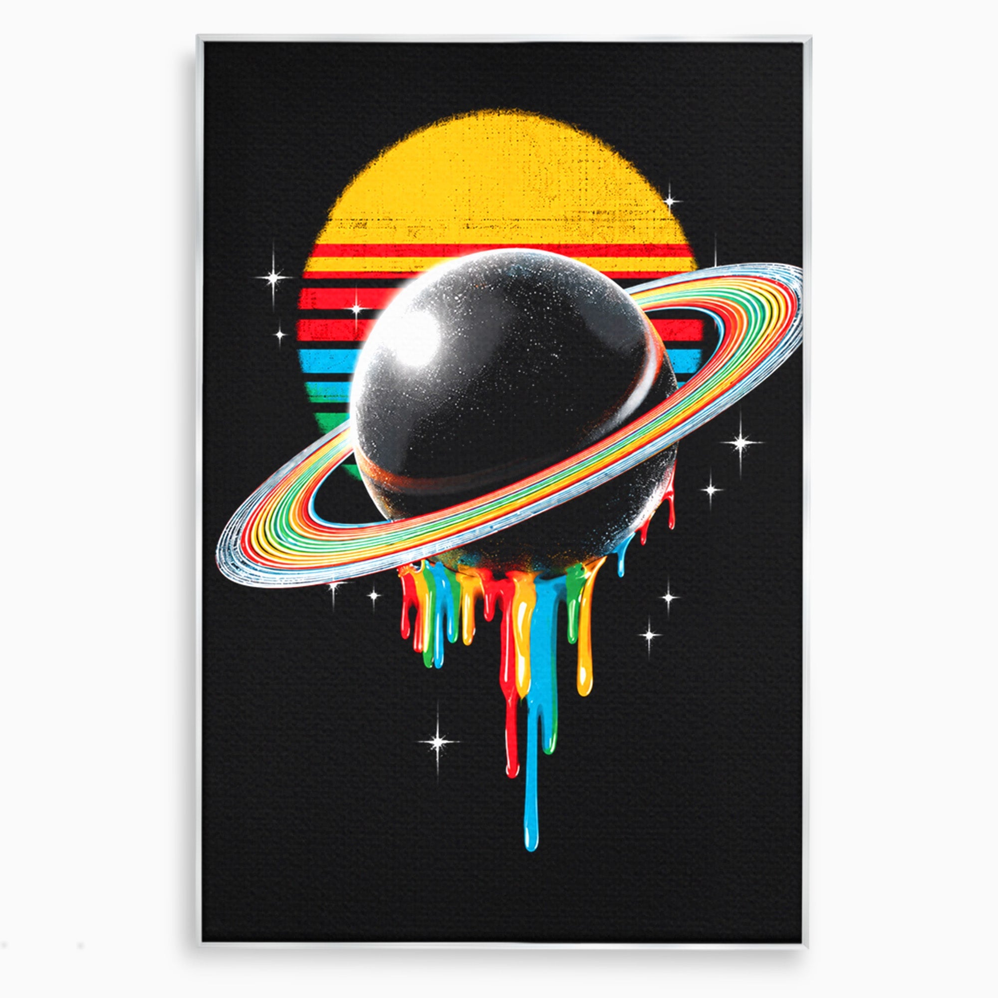 Tablou Canvas Premium LuxCanva® S1033, Saturn Curcubeu, Planeta, Abstract, Spatiu, Univers, Dormitor, Culori Vibrante