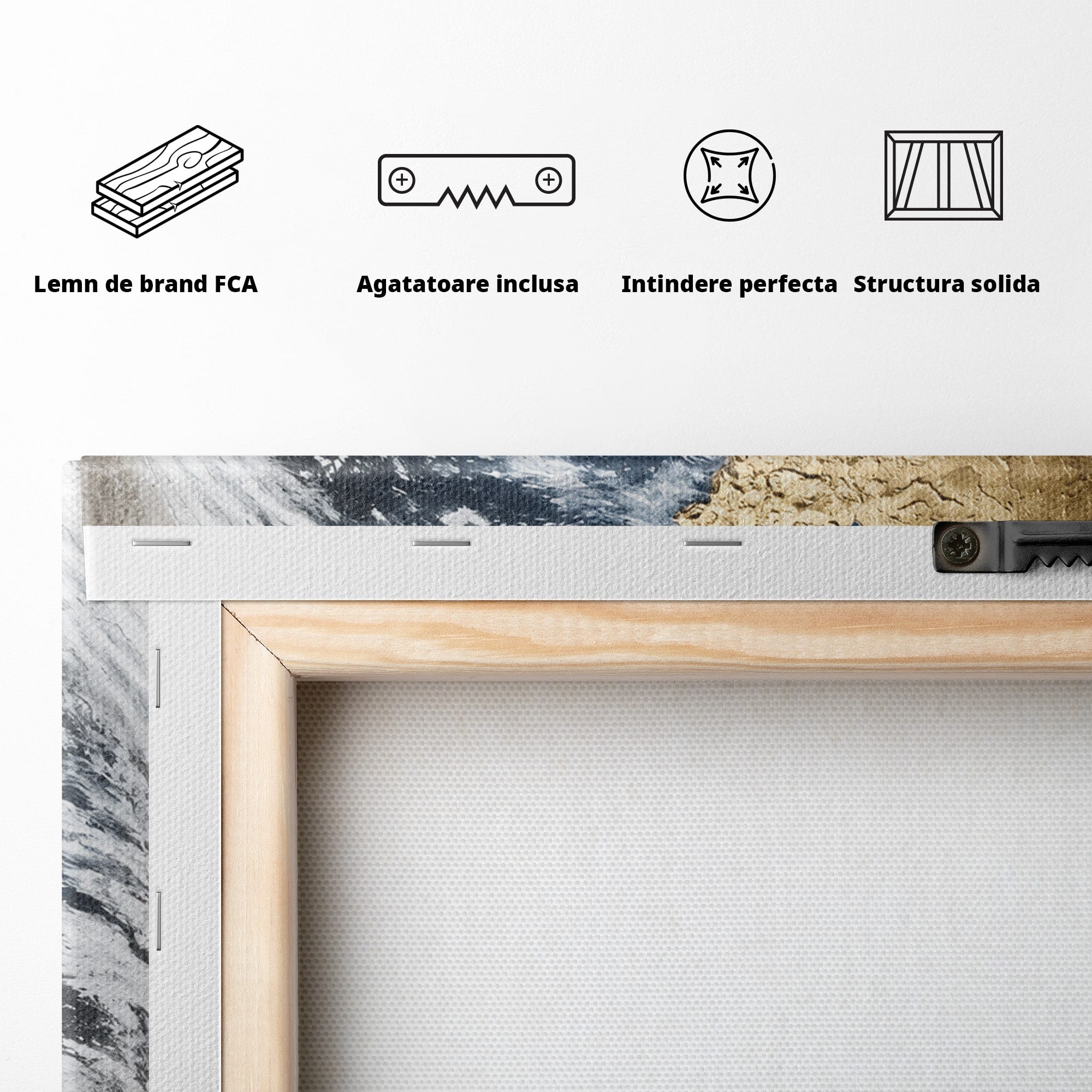 Tablou Canvas Premium LuxCanva® S1034, Planeta Aurie, Planeta, Glob, Arta Abstracta, Birou, Modern, Culori Vibrante