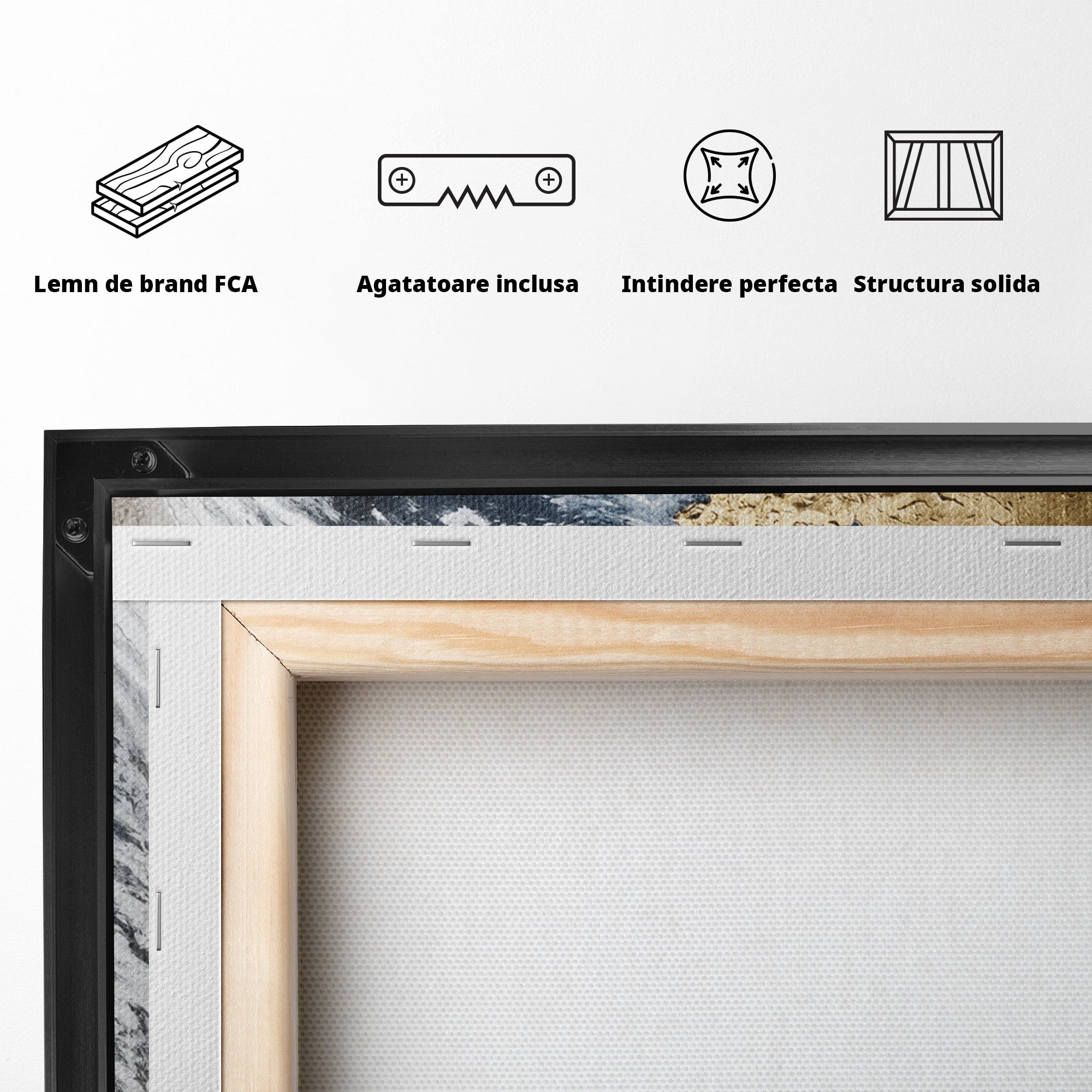 Tablou Canvas Premium LuxCanva® S1034, Planeta Aurie, Planeta, Glob, Arta Abstracta, Birou, Modern, Culori Vibrante