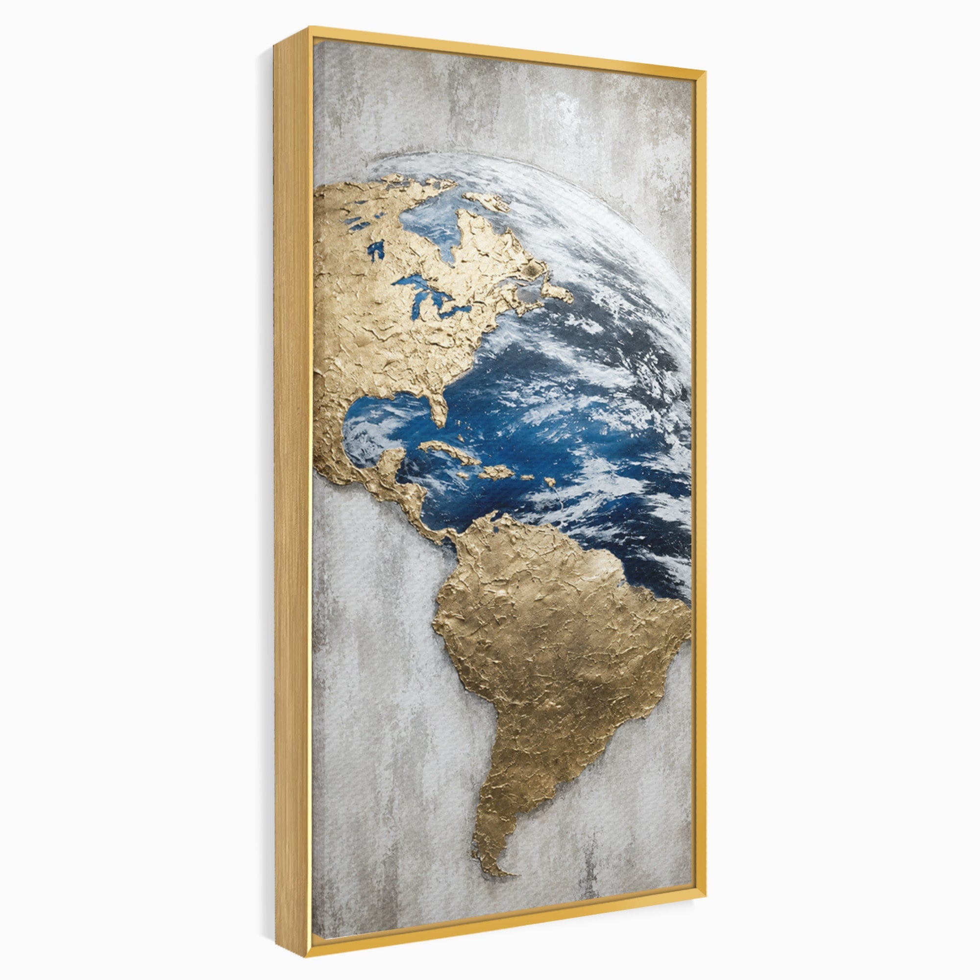 Tablou Canvas Premium LuxCanva® S1034, Planeta Aurie, Planeta, Glob, Arta Abstracta, Birou, Modern, Culori Vibrante
