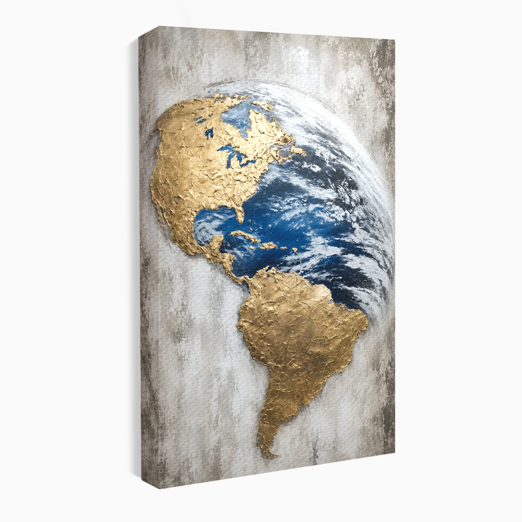 Tablou Canvas Premium LuxCanva® S1034, Planeta Aurie, Planeta, Glob, Arta Abstracta, Birou, Modern, Culori Vibrante