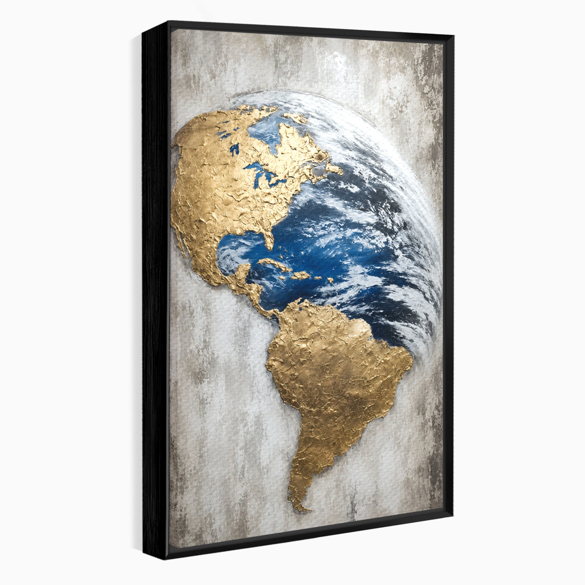 Tablou Canvas Premium LuxCanva® S1034, Planeta Aurie, Planeta, Glob, Arta Abstracta, Birou, Modern, Culori Vibrante