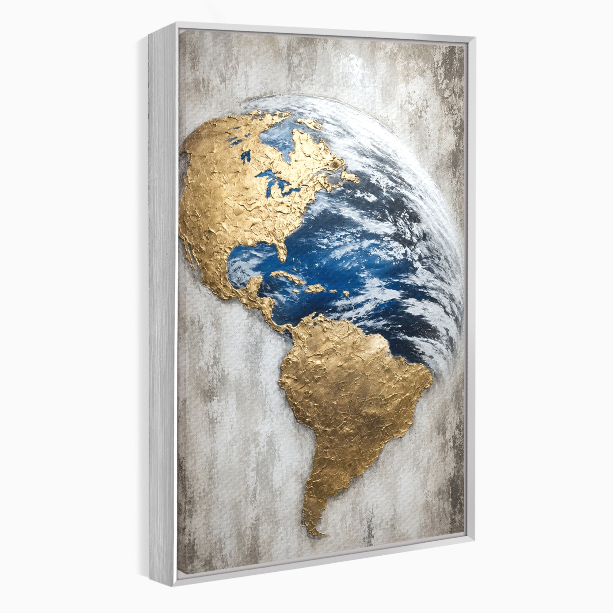 Tablou Canvas Premium LuxCanva® S1034, Planeta Aurie, Planeta, Glob, Arta Abstracta, Birou, Modern, Culori Vibrante