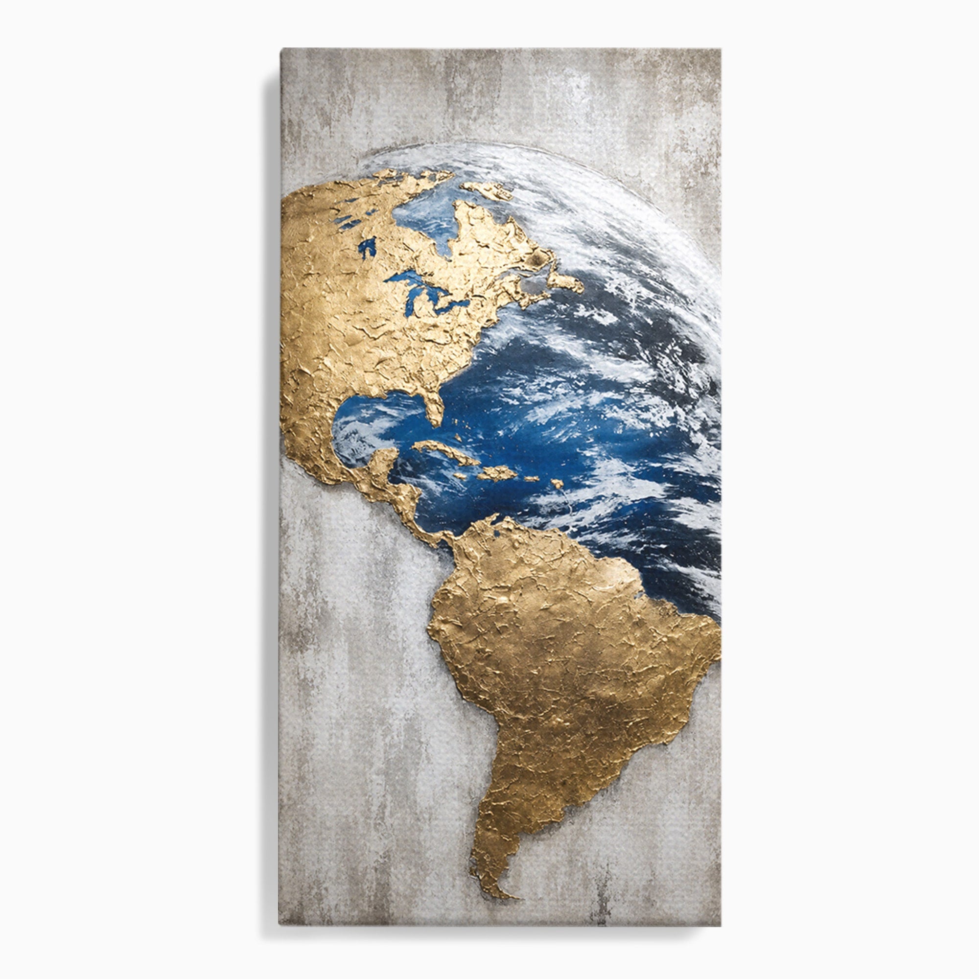 Tablou Canvas Premium LuxCanva® S1034, Planeta Aurie, Planeta, Glob, Arta Abstracta, Birou, Modern, Culori Vibrante