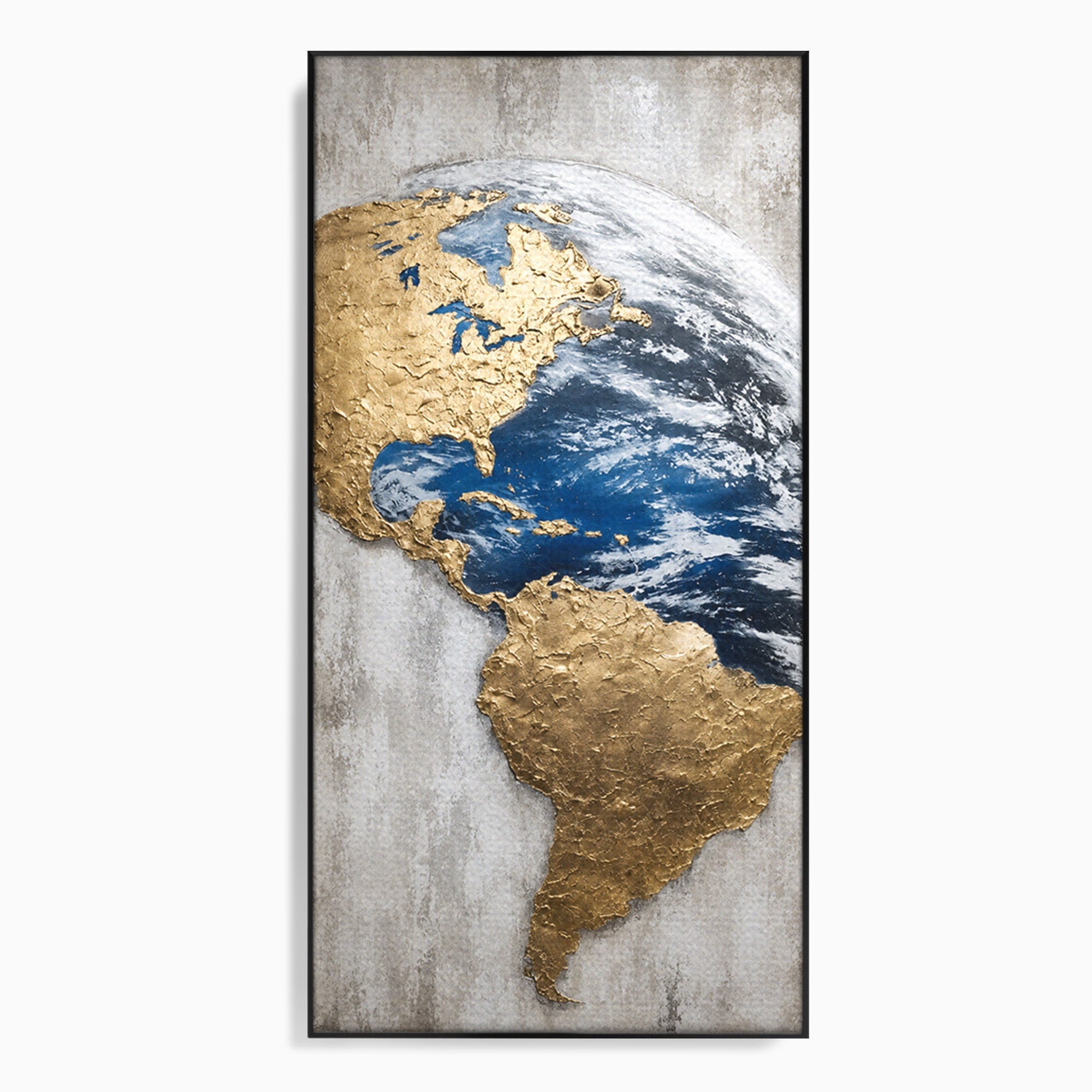 Tablou Canvas Premium LuxCanva® S1034, Planeta Aurie, Planeta, Glob, Arta Abstracta, Birou, Modern, Culori Vibrante