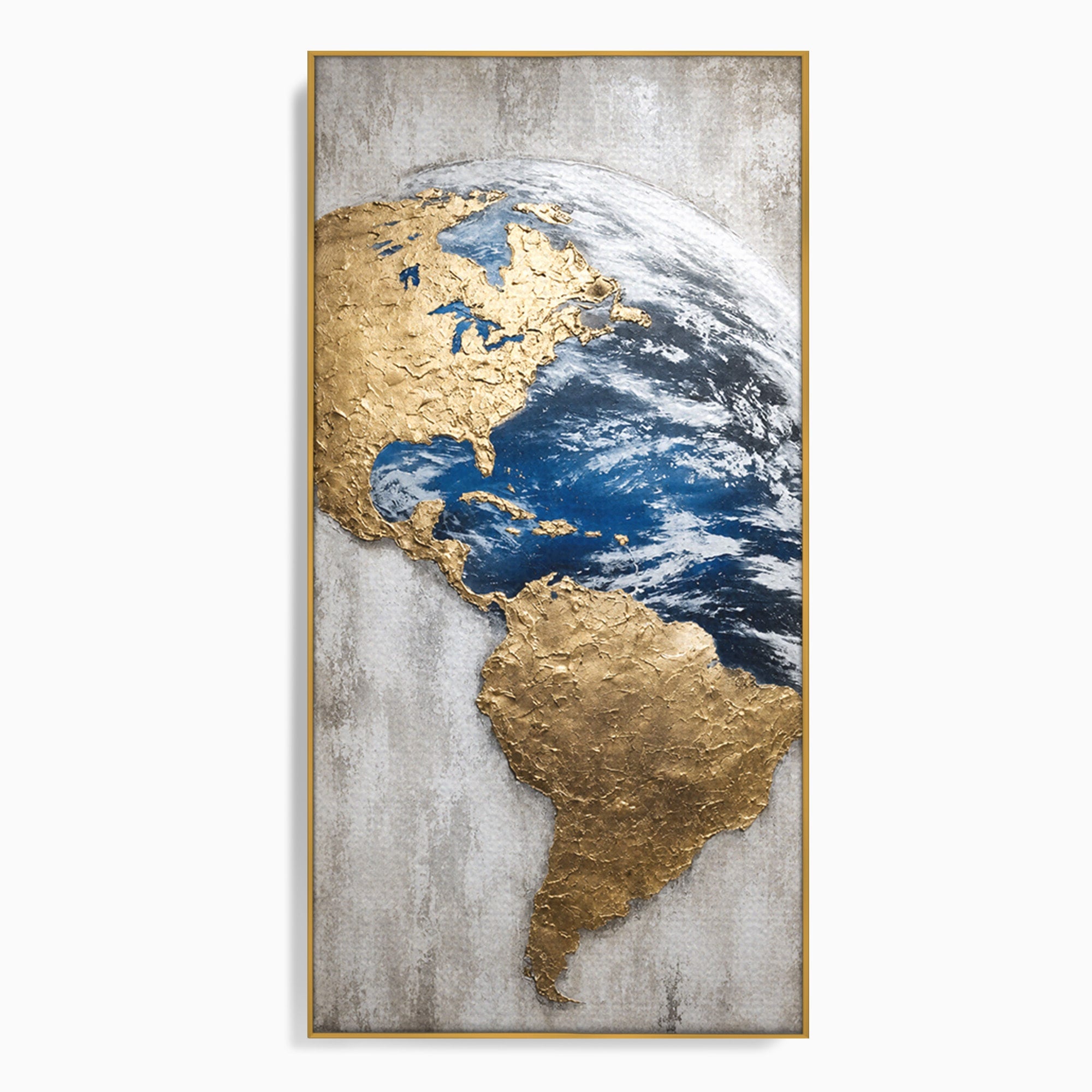 Tablou Canvas Premium LuxCanva® S1034, Planeta Aurie, Planeta, Glob, Arta Abstracta, Birou, Modern, Culori Vibrante