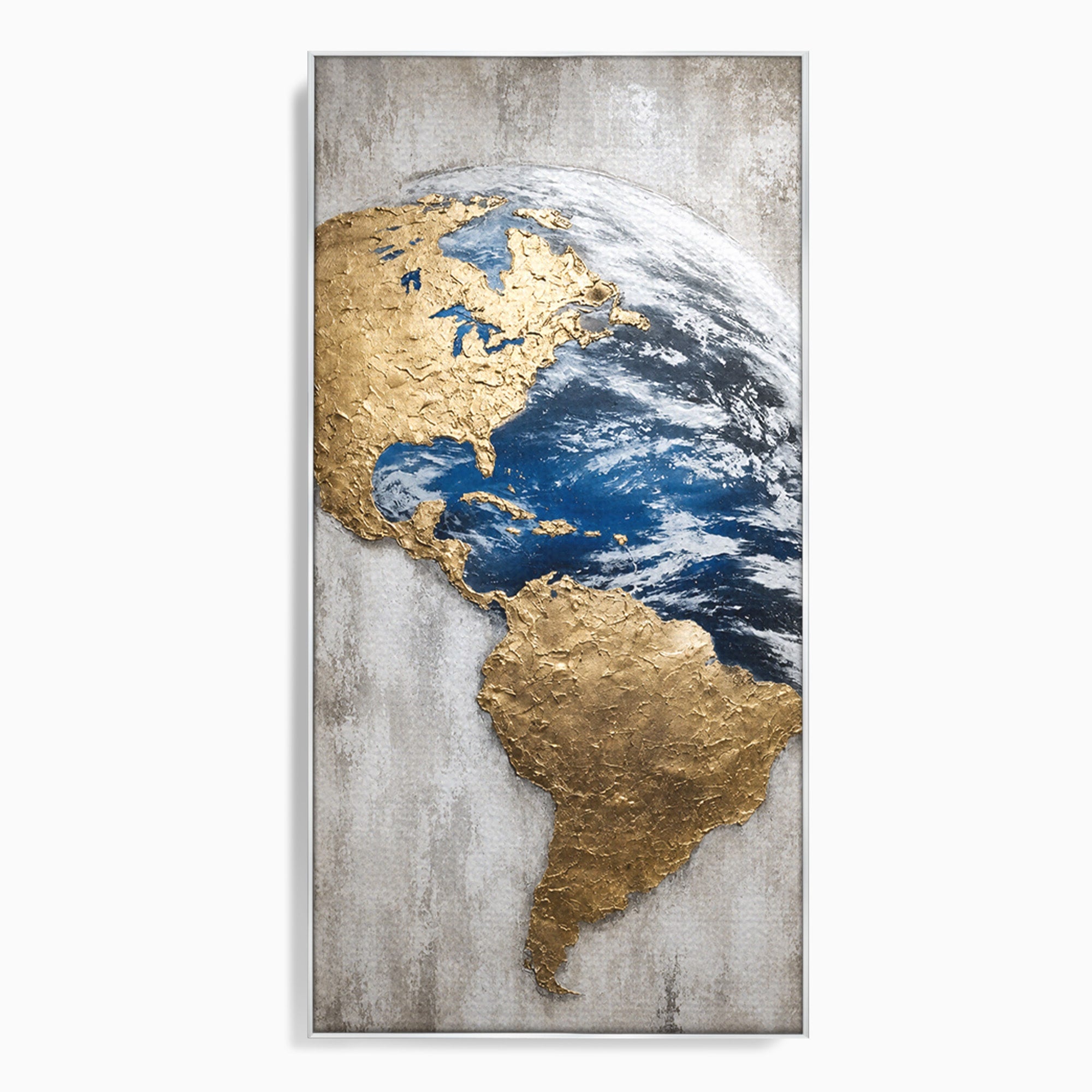 Tablou Canvas Premium LuxCanva® S1034, Planeta Aurie, Planeta, Glob, Arta Abstracta, Birou, Modern, Culori Vibrante