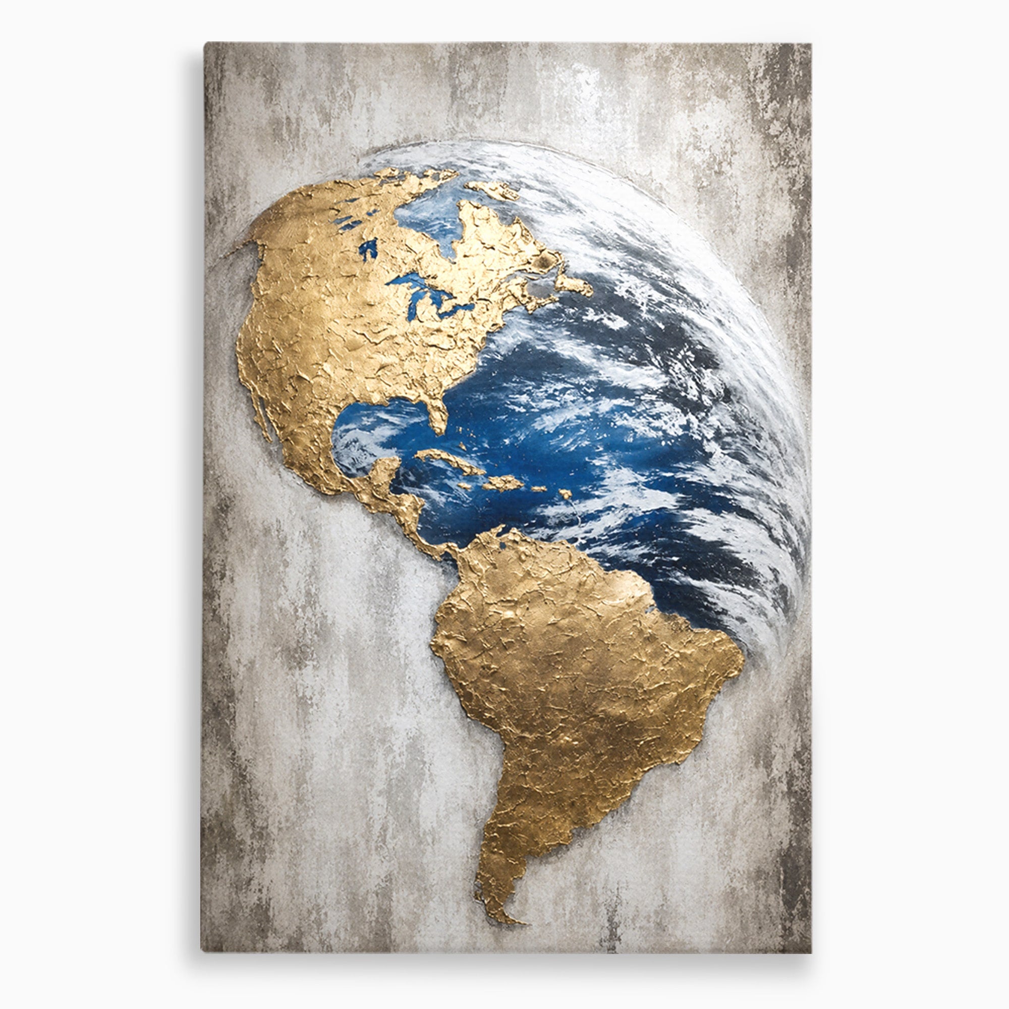 Tablou Canvas Premium LuxCanva® S1034, Planeta Aurie, Planeta, Glob, Arta Abstracta, Birou, Modern, Culori Vibrante