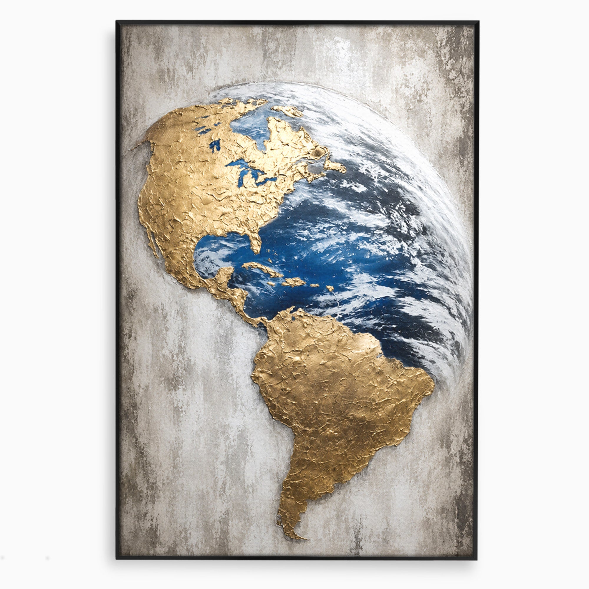Tablou Canvas Premium LuxCanva® S1034, Planeta Aurie, Planeta, Glob, Arta Abstracta, Birou, Modern, Culori Vibrante