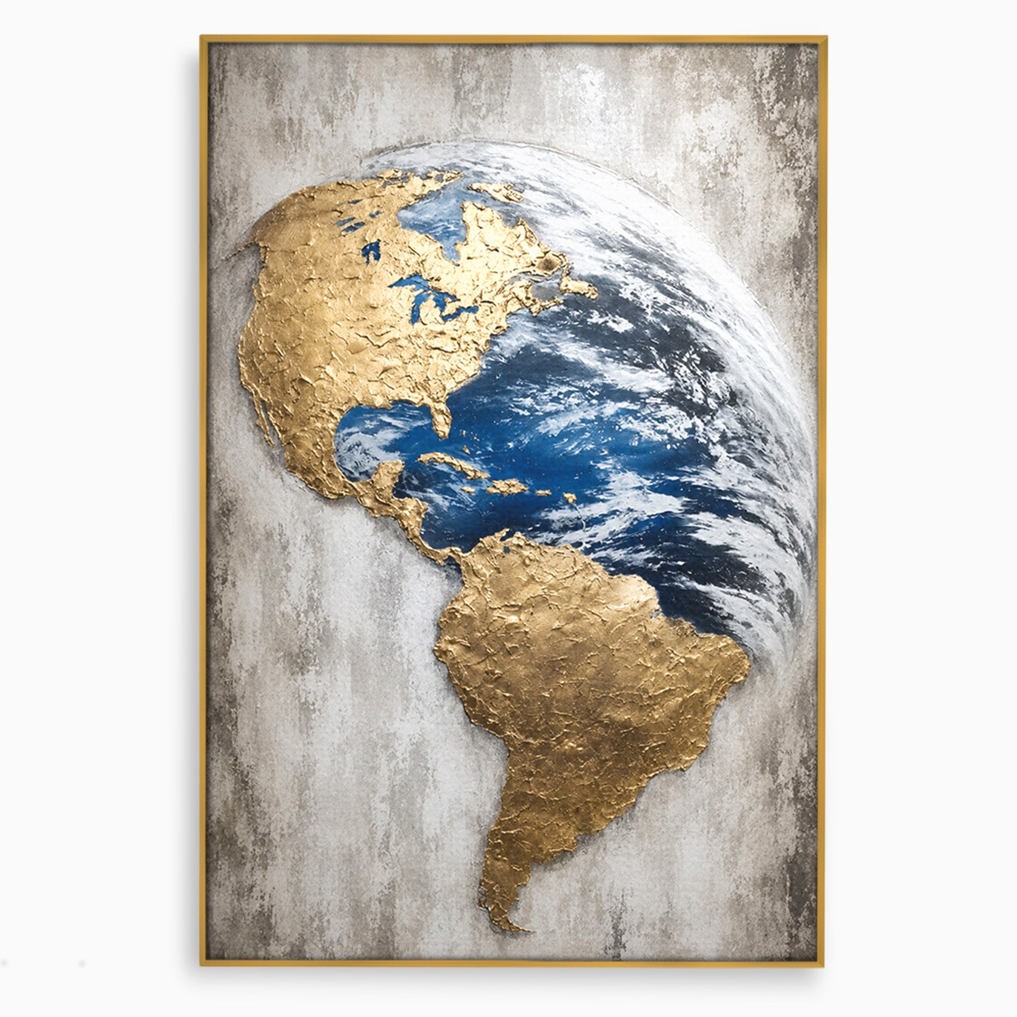 Tablou Canvas Premium LuxCanva® S1034, Planeta Aurie, Planeta, Glob, Arta Abstracta, Birou, Modern, Culori Vibrante