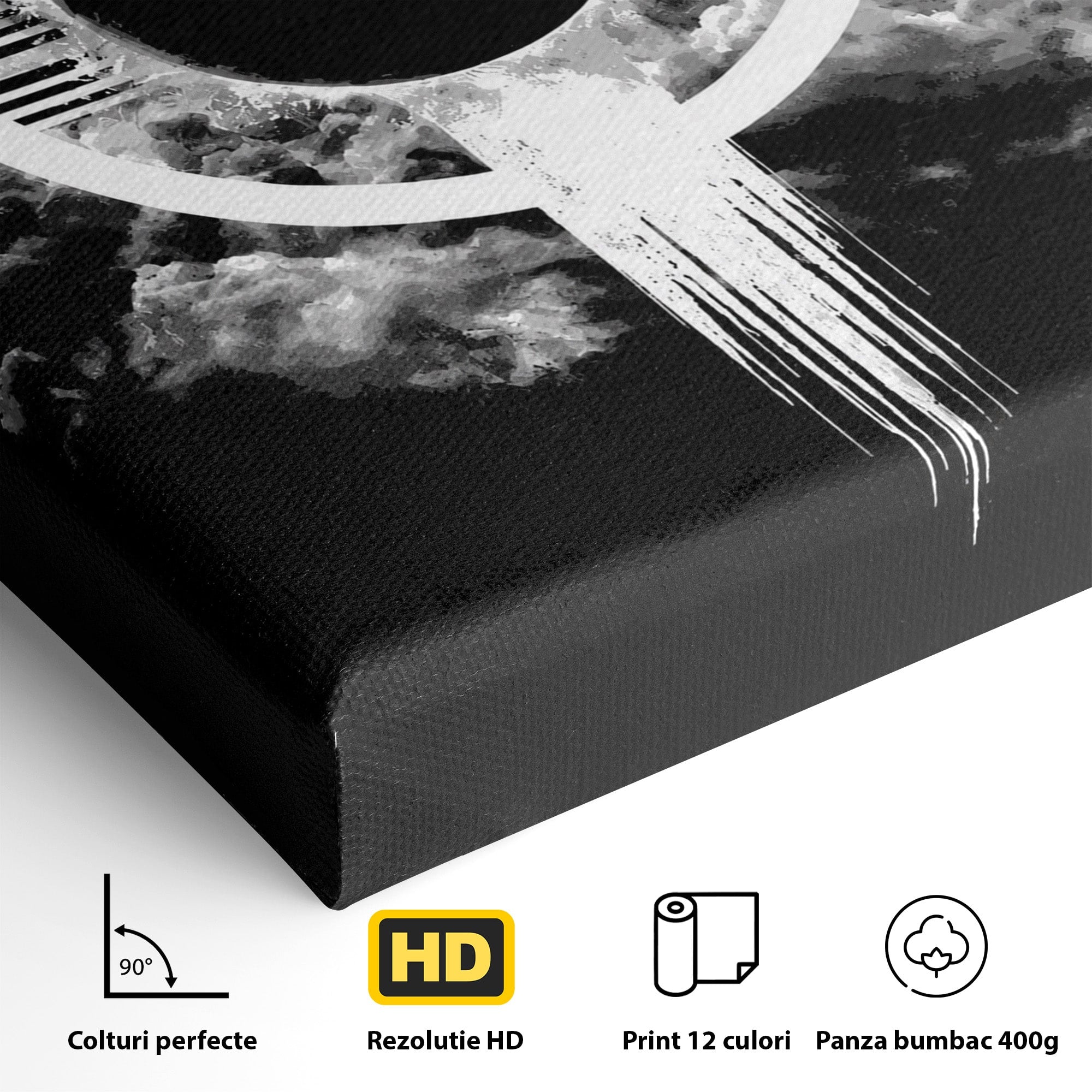 Tablou Canvas Premium LuxCanva® S1035, Eclipsa Abstracta, Eclipsa, Abstract, Noapte, Cerc, Dormitor, Culori Vibrante