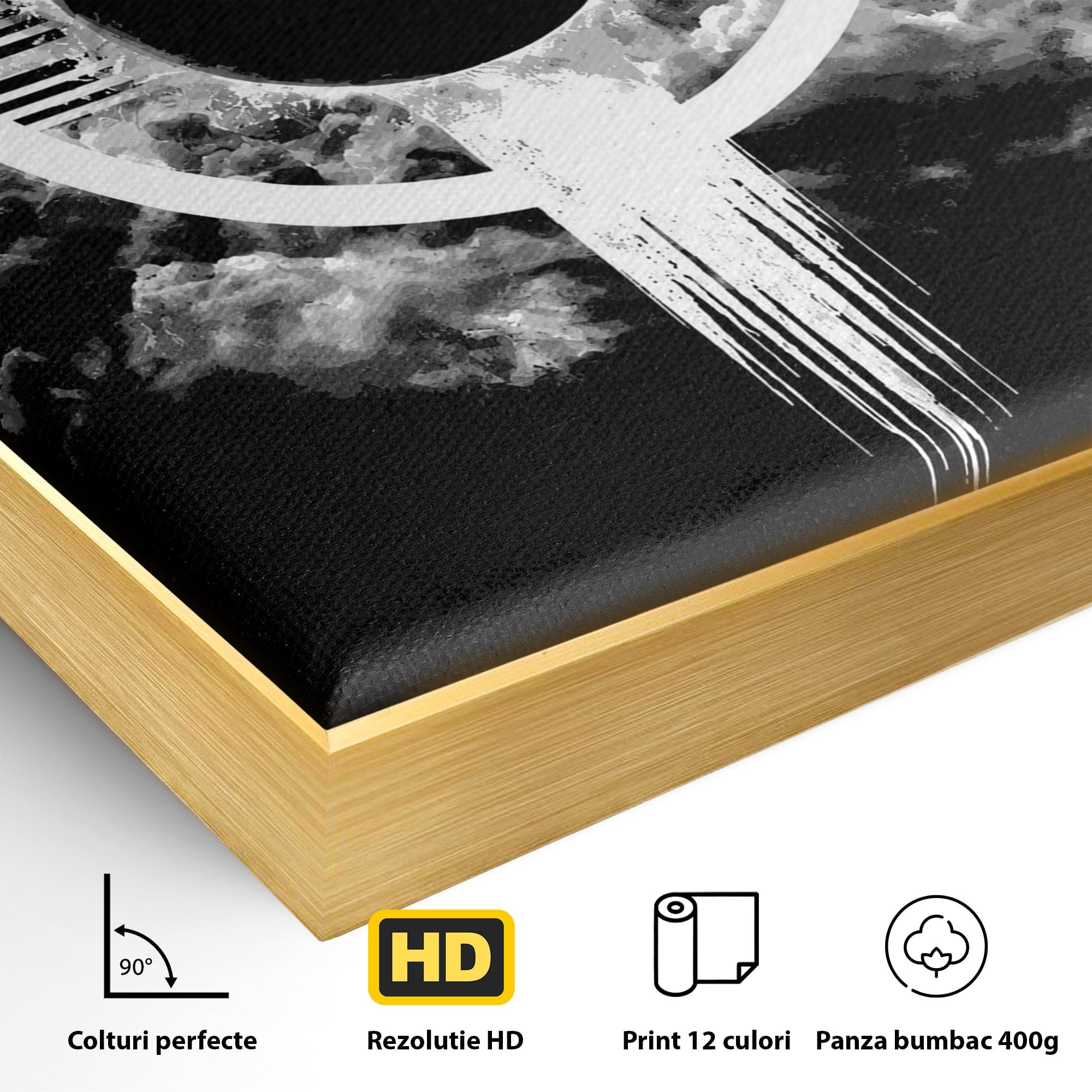 Tablou Canvas Premium LuxCanva® S1035, Eclipsa Abstracta, Eclipsa, Abstract, Noapte, Cerc, Dormitor, Culori Vibrante