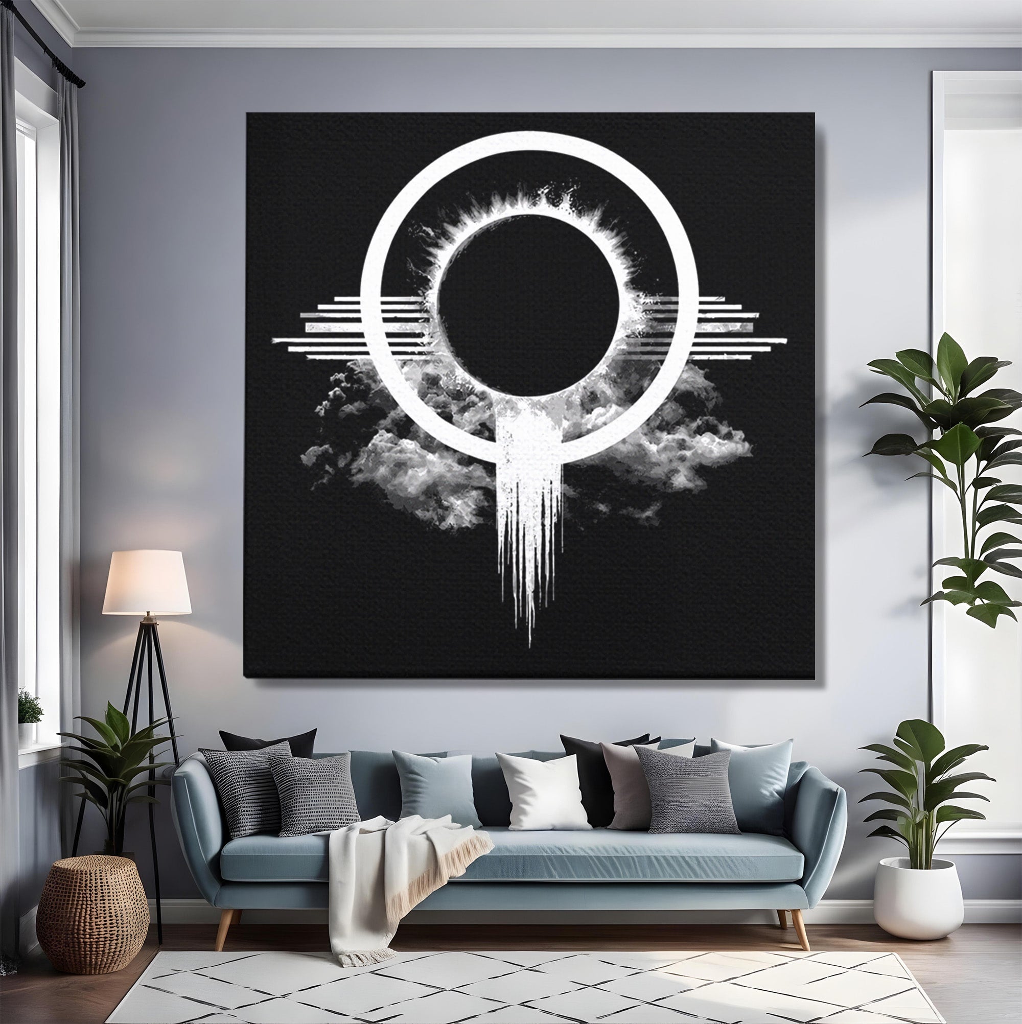 Tablou Canvas Premium LuxCanva® S1035, Eclipsa Abstracta, Eclipsa, Abstract, Noapte, Cerc, Dormitor, Culori Vibrante