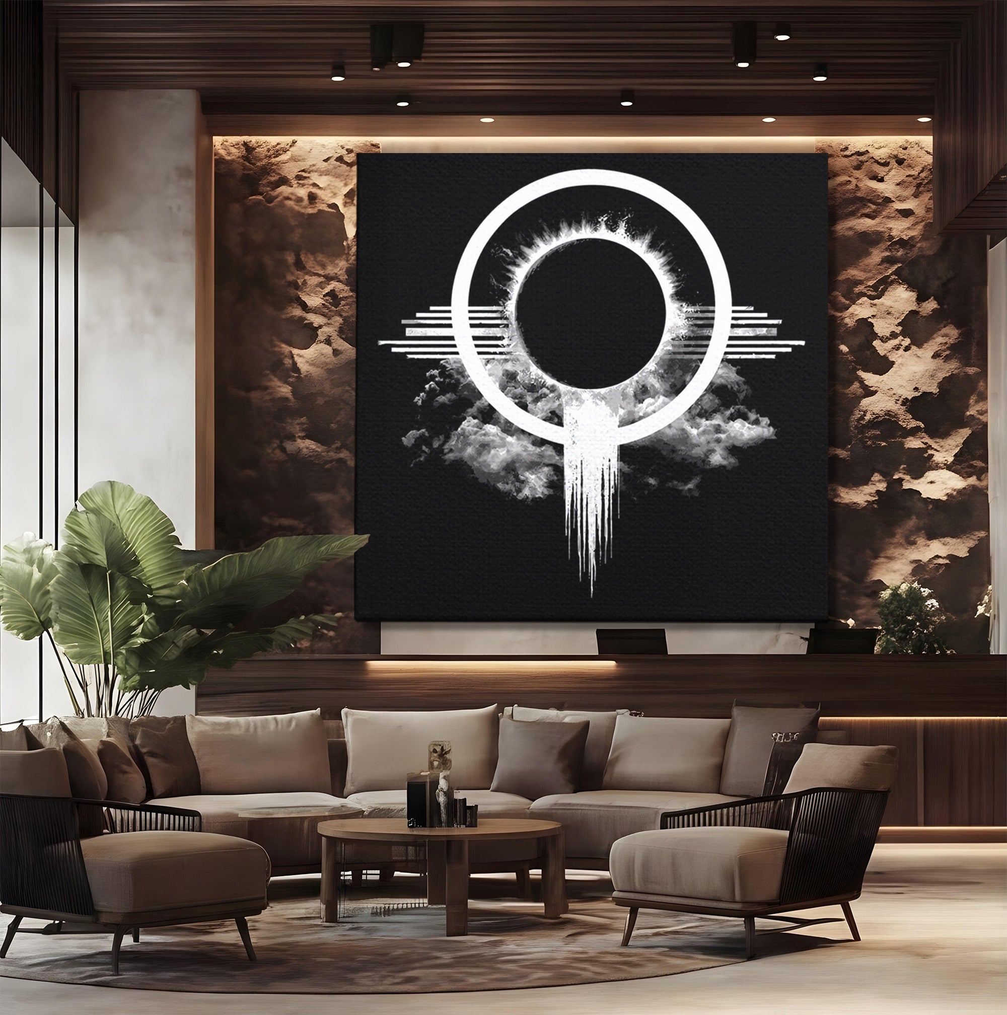 Tablou Canvas Premium LuxCanva® S1035, Eclipsa Abstracta, Eclipsa, Abstract, Noapte, Cerc, Dormitor, Culori Vibrante