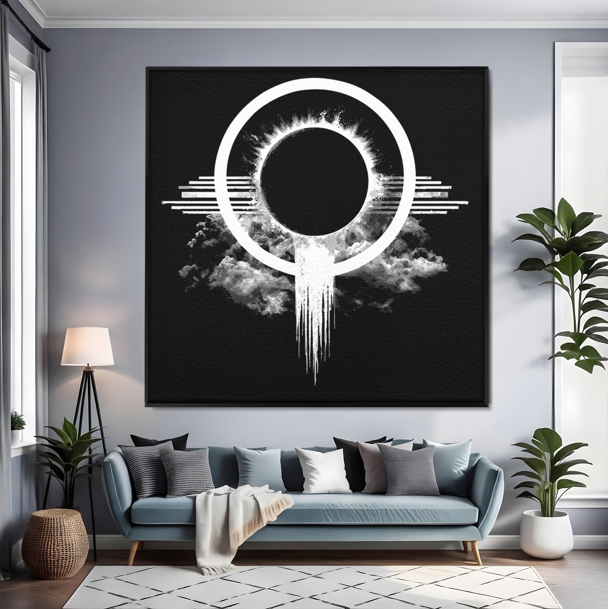 Tablou Canvas Premium LuxCanva® S1035, Eclipsa Abstracta, Eclipsa, Abstract, Noapte, Cerc, Dormitor, Culori Vibrante