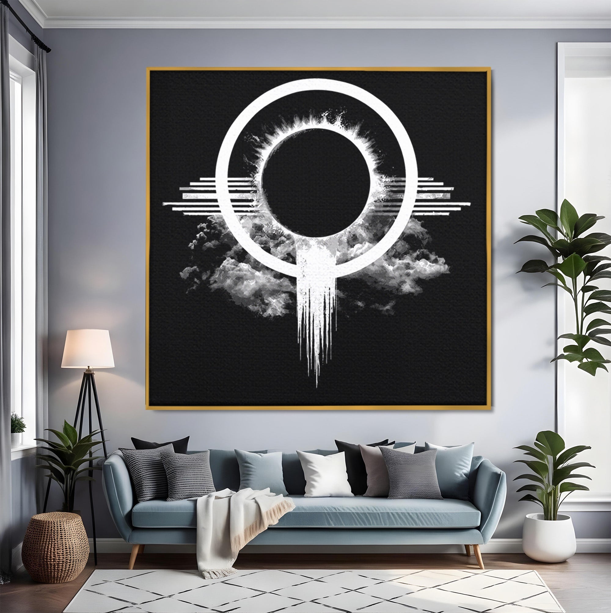 Tablou Canvas Premium LuxCanva® S1035, Eclipsa Abstracta, Eclipsa, Abstract, Noapte, Cerc, Dormitor, Culori Vibrante