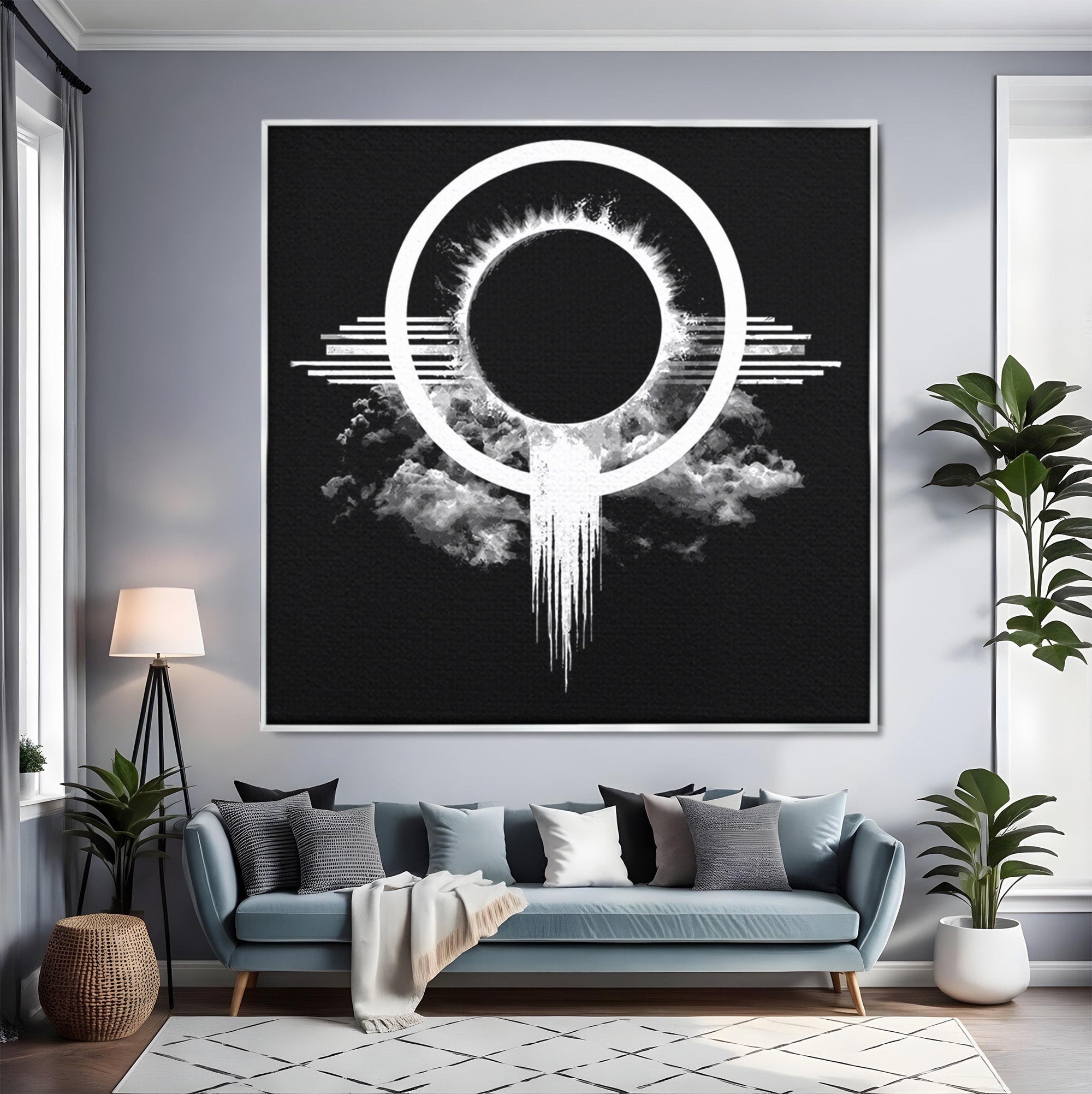 Tablou Canvas Premium LuxCanva® S1035, Eclipsa Abstracta, Eclipsa, Abstract, Noapte, Cerc, Dormitor, Culori Vibrante