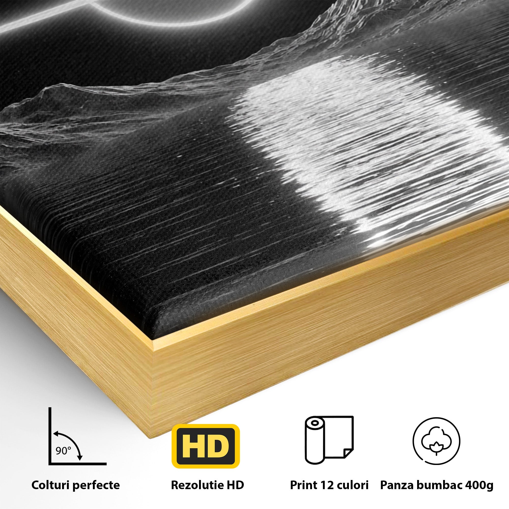 Tablou Canvas Premium LuxCanva® S1036, Eclipsa Lunara, Peisaj, Noapte, Luna, Dormitor, Birou, Culori Vibrante
