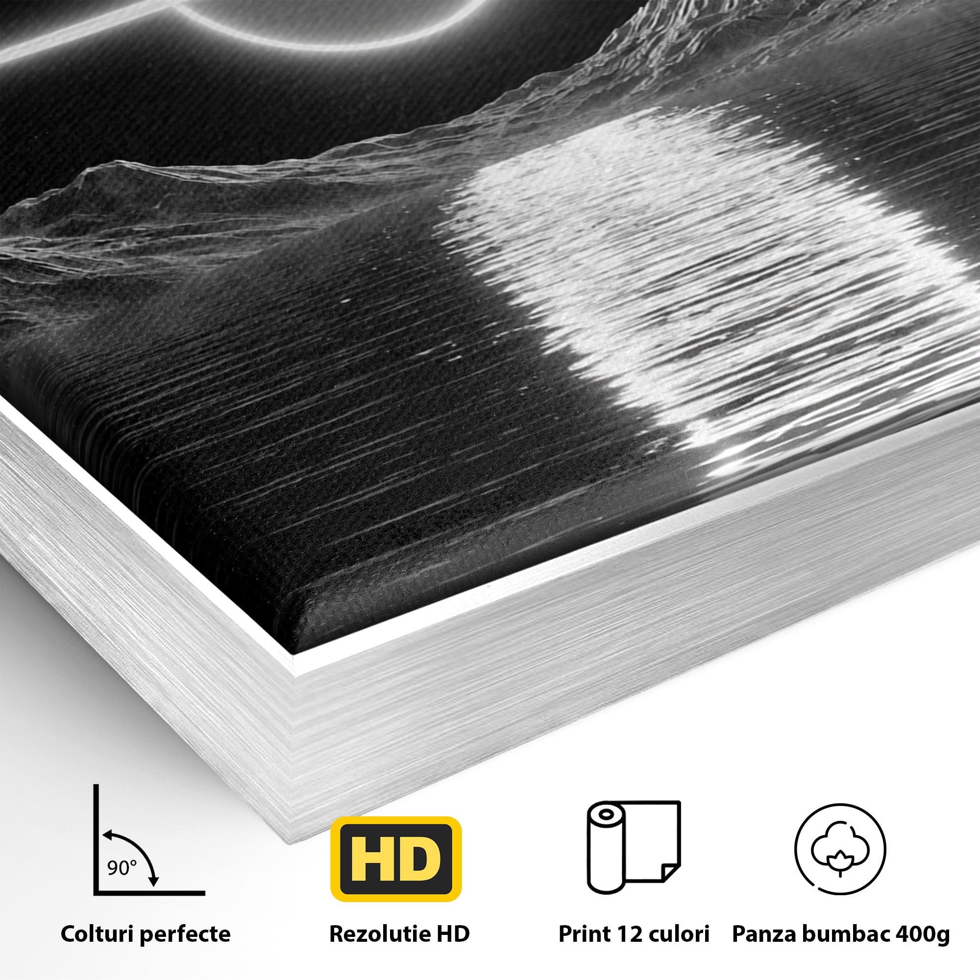 Tablou Canvas Premium LuxCanva® S1036, Eclipsa Lunara, Peisaj, Noapte, Luna, Dormitor, Birou, Culori Vibrante
