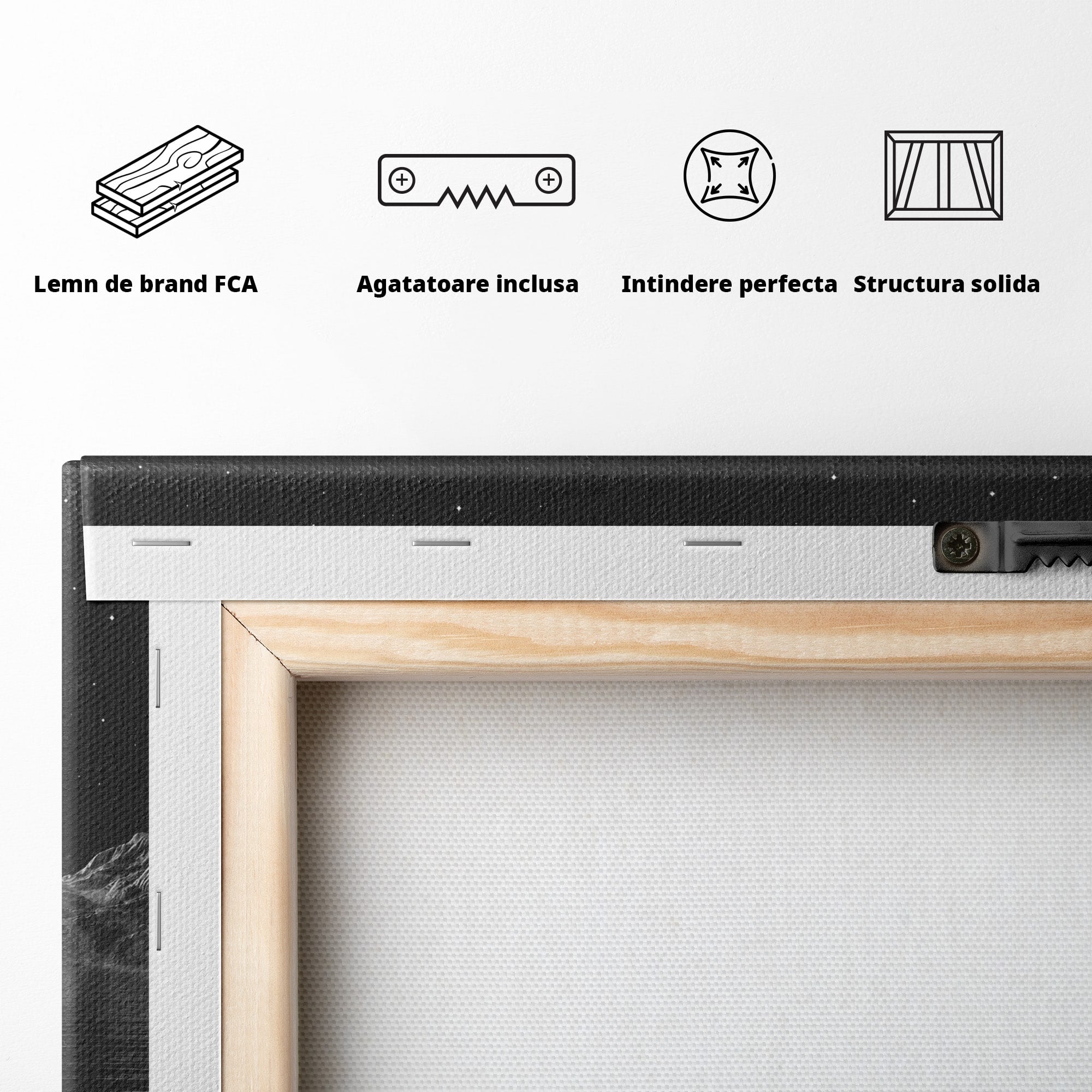 Tablou Canvas Premium LuxCanva® S1036, Eclipsa Lunara, Peisaj, Noapte, Luna, Dormitor, Birou, Culori Vibrante