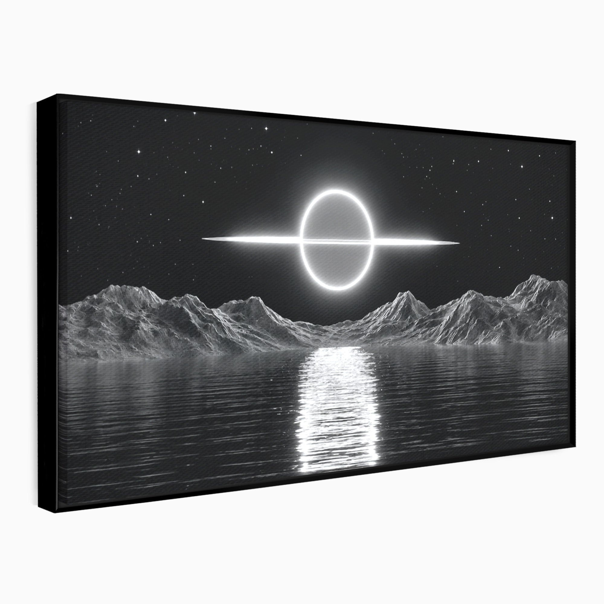 Tablou Canvas Premium LuxCanva® S1036, Eclipsa Lunara, Peisaj, Noapte, Luna, Dormitor, Birou, Culori Vibrante