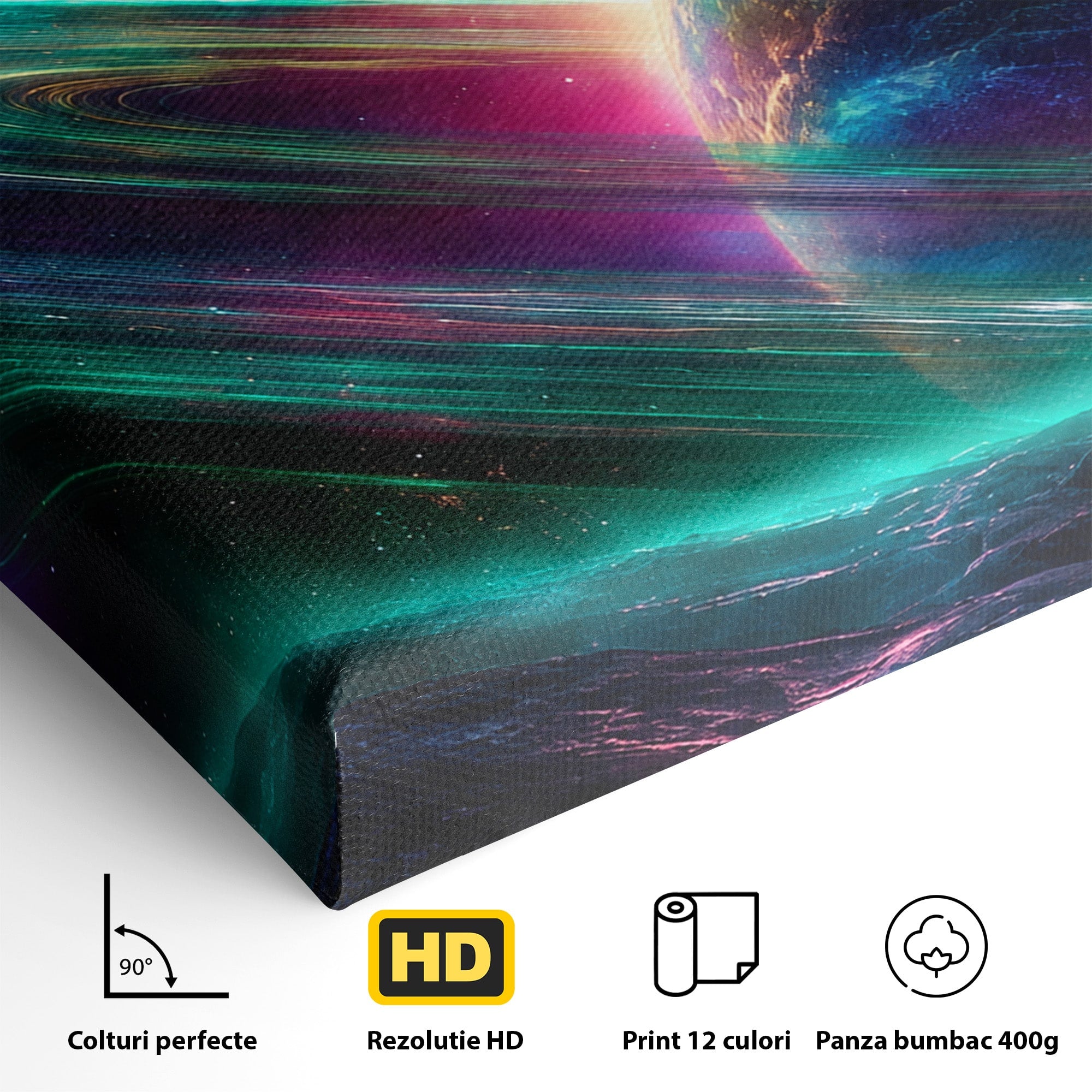 Tablou Canvas Premium LuxCanva® S1037, Planeta Misterioasa, Planeta, Univers, Spatiu, Dormitor, Living, Culori Vibrante
