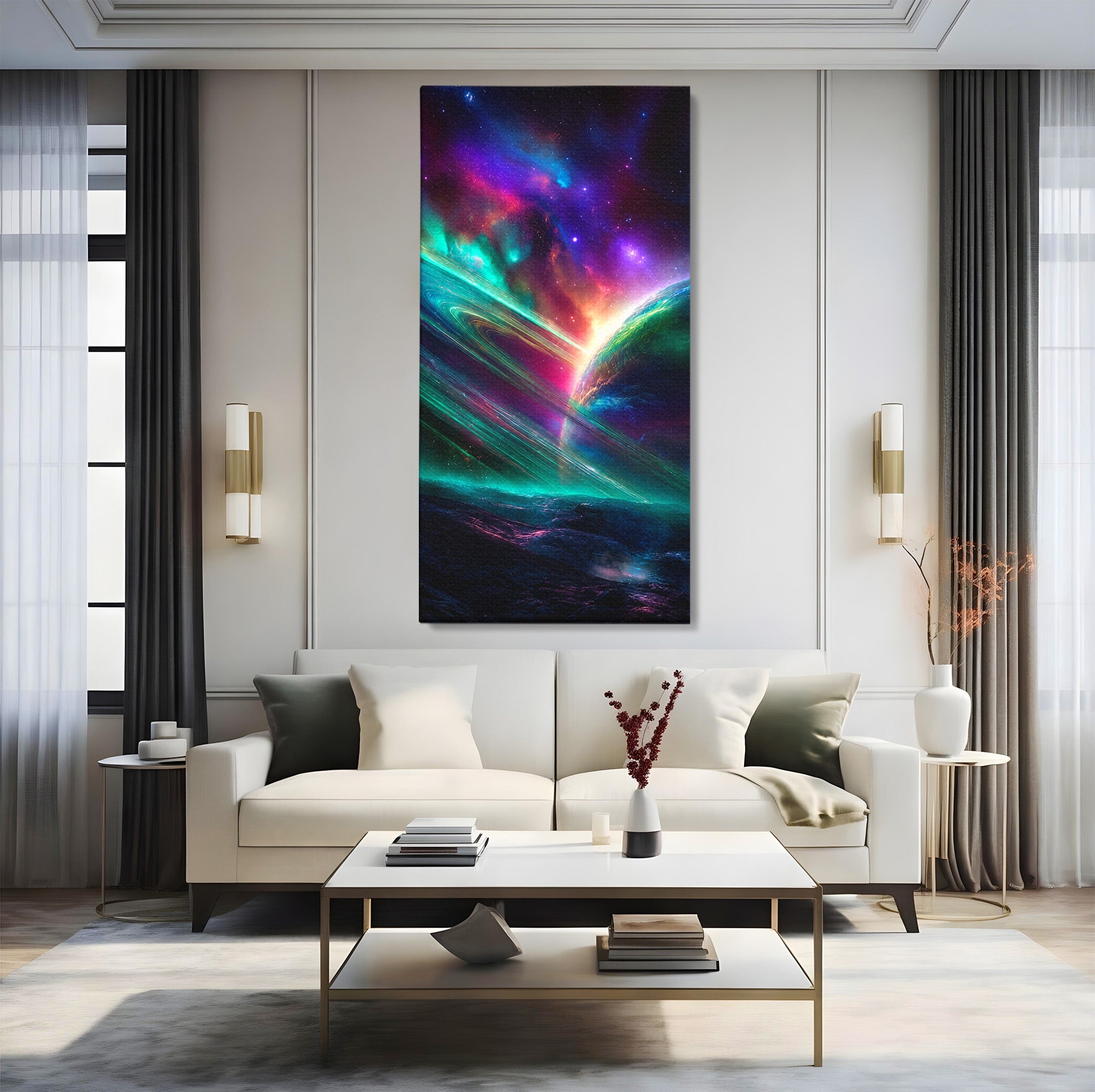 Tablou Canvas Premium LuxCanva® S1037, Planeta Misterioasa, Planeta, Univers, Spatiu, Dormitor, Living, Culori Vibrante